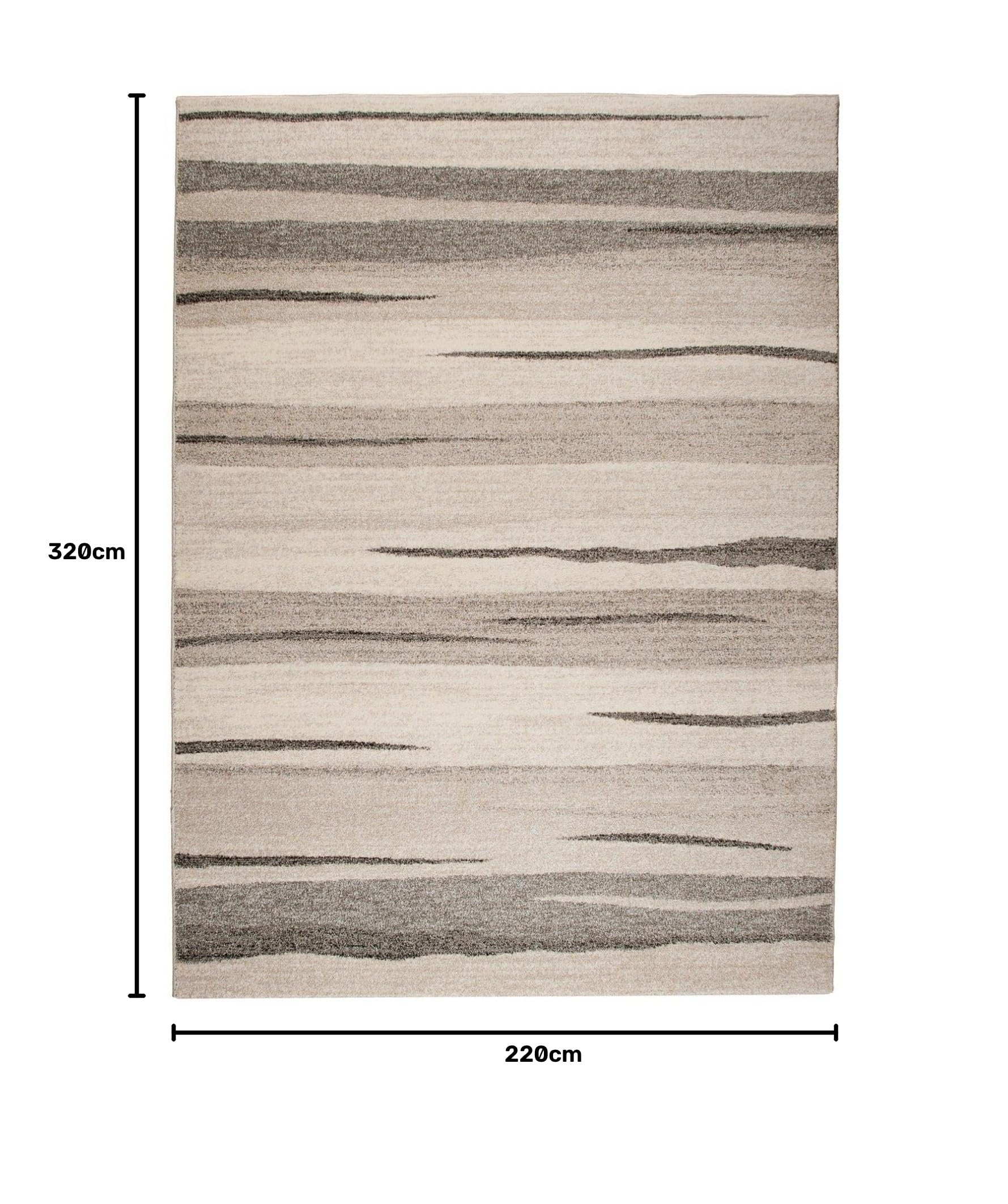 Tapiso Dywan Sari do salonu, krótkie runo, nowoczesny, beżowy wzór w paski, melanż, sypialnia, Ökotex 220 x 320 cm