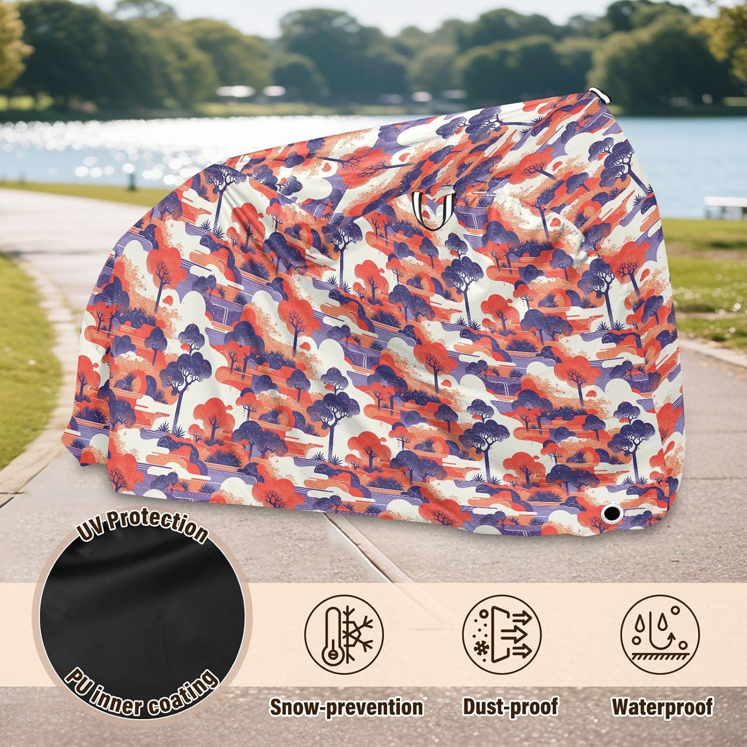 Colorful Trees Bike Cover Uv Resistant Exercise Bike Cover Bikes Storage