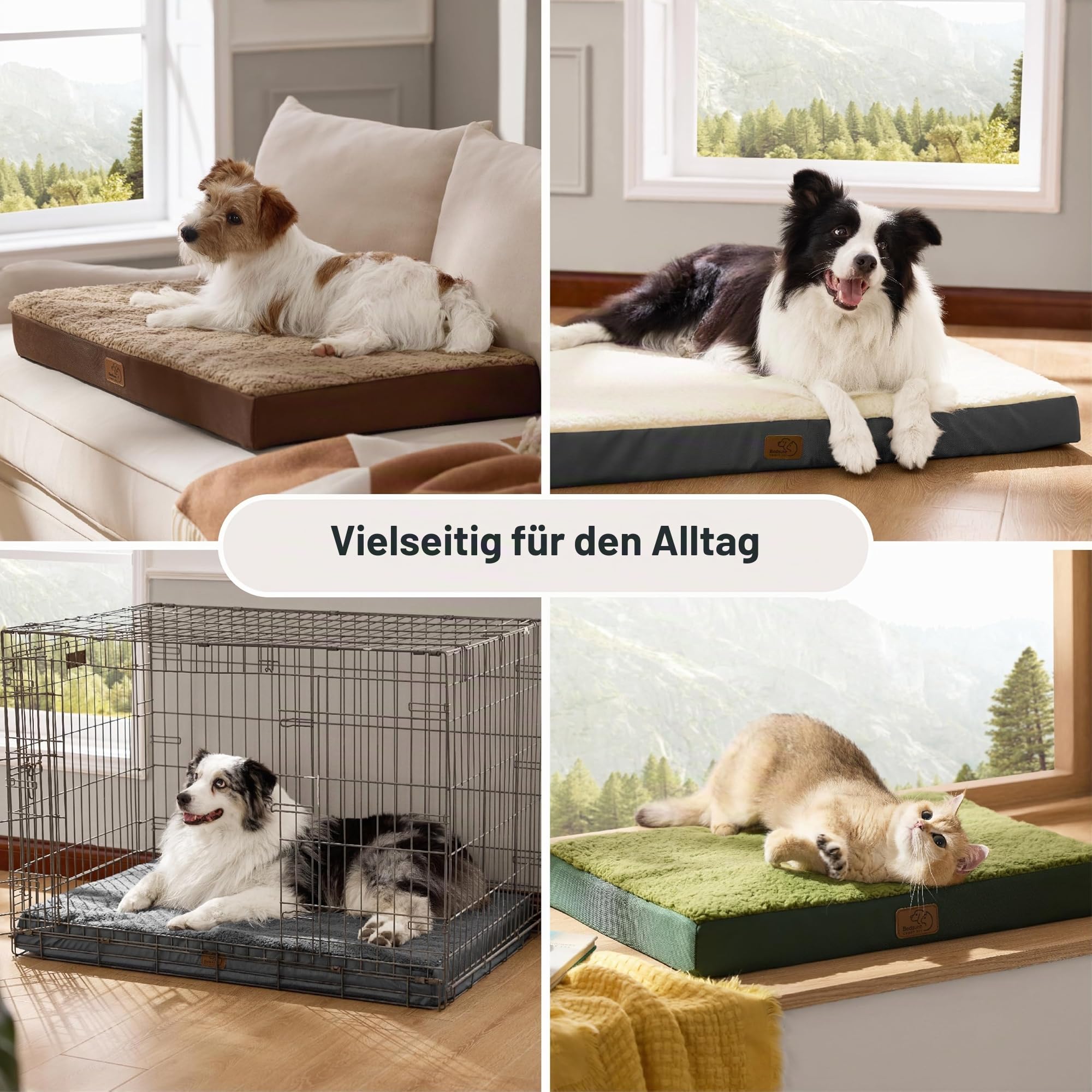 BEDSURE orthopädisches Hundebett Grosse Hunde - 112x81x7.6cm Hundekissen waschbar Hundematte mit abnehmbarem Plüsch-Sherpa-Bezug Hundematratze Rutschfester Unterseite in dunkelgrau für große Hunde