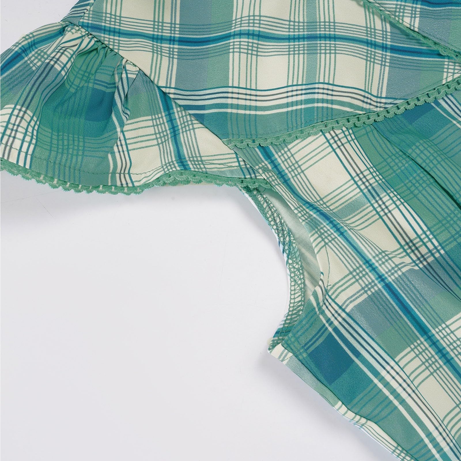 Camicetta tradizionale da donna con maniche ad aletta, in pizzo trasparente, per feste, abbigliamento casual, festa della birra, scollo a V, camicia sciancrata con bottoni, cravatte a quadretti