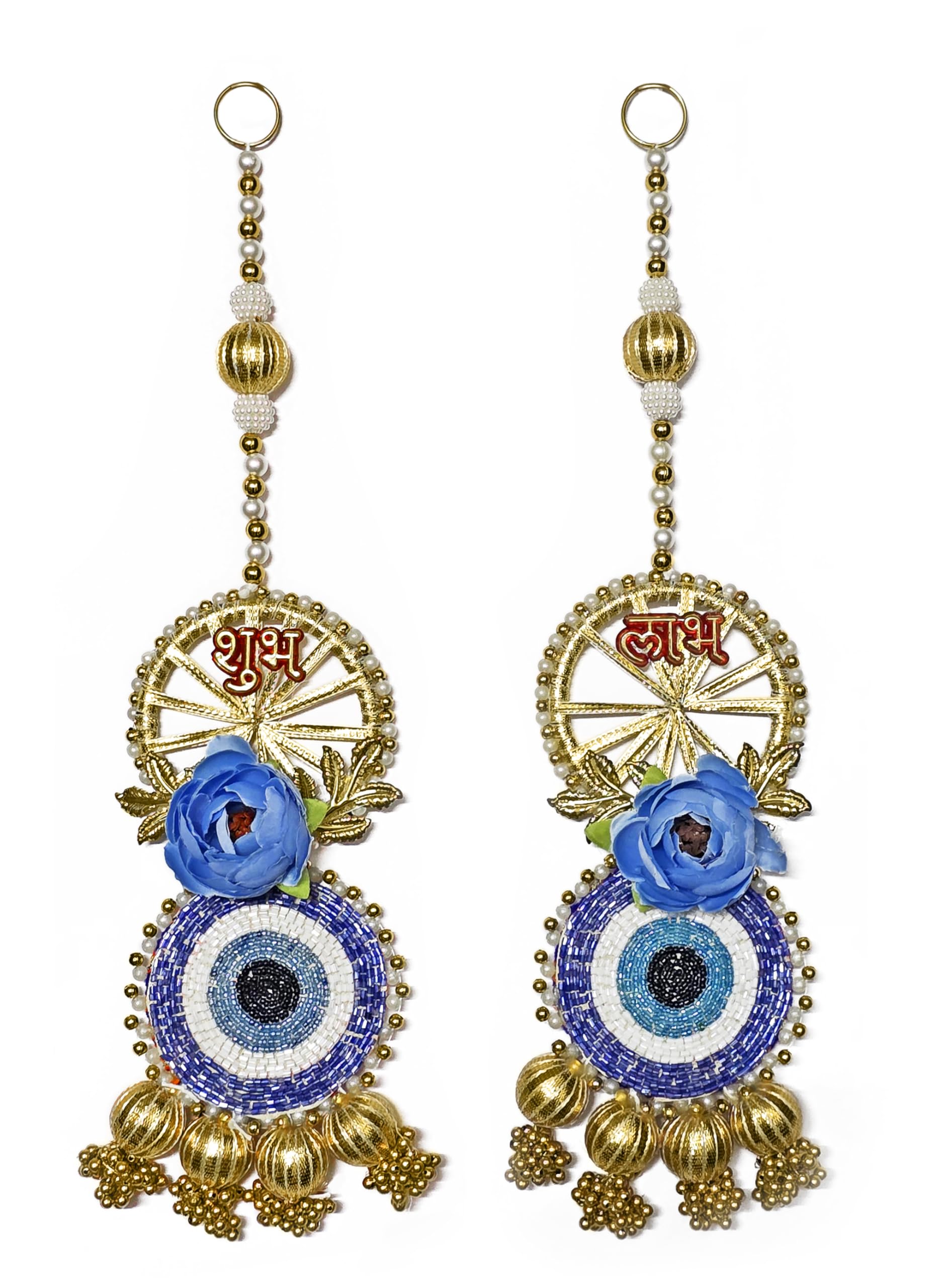 Shubh Labh Hanging for Main Entrance, Blue Evil Eye Nazar Subh labh Hanging for Home Decoration, Shubh Labh Toran for Door, Diwali, Ganpati, Griha Pravesh & Festive Decor, 3