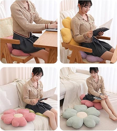 Miniatura 6 de Almohada de pétalos de felpa agradable a la piel. Suave y cómoda, esponjosa y completa, meticulosa mano de obra (19 pulgadas, amarillo)