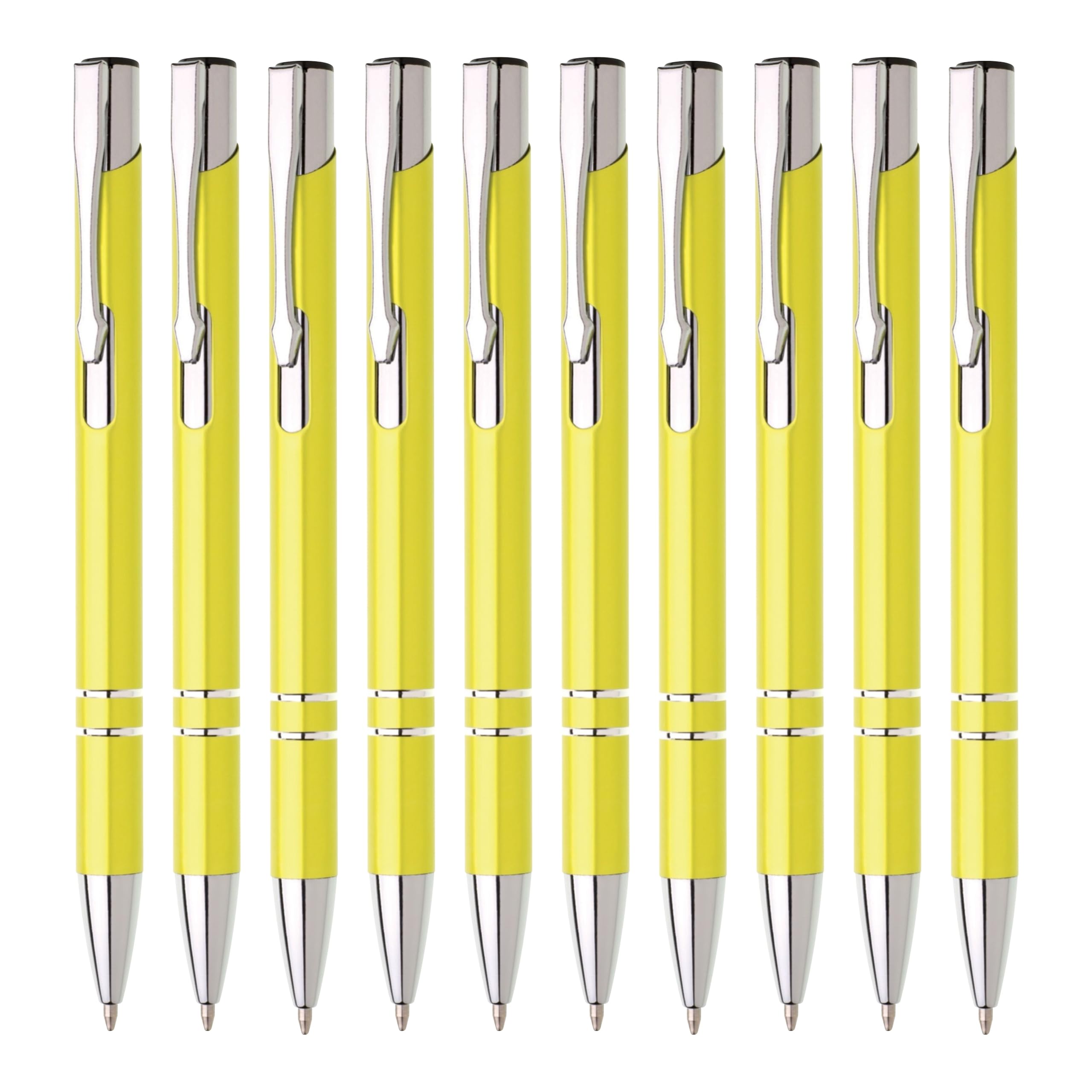 Lemina Metal Ballpoint Pens Set of 10 High-Quality Blue Ink Premium Ballpoint Pens for Office School and Home (Yellow)