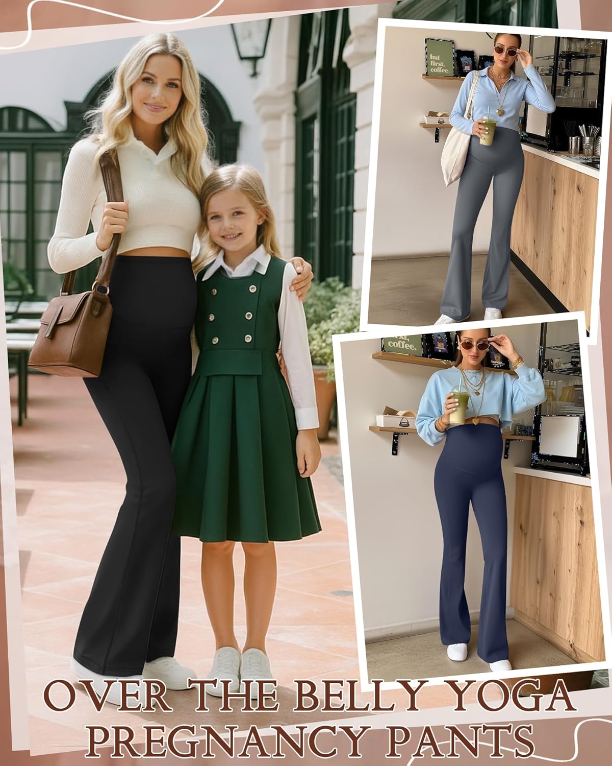 3 Pack Maternity Flared Leggings Over The Belly Yoga Bootcut Stretchy Pregnancy Pants Lounge Mama Soft Trousers - Image 5