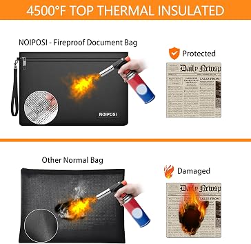 Noiposi 2 Set Fireproof Document Bags(28x19.5cm & 36x26.5cm)