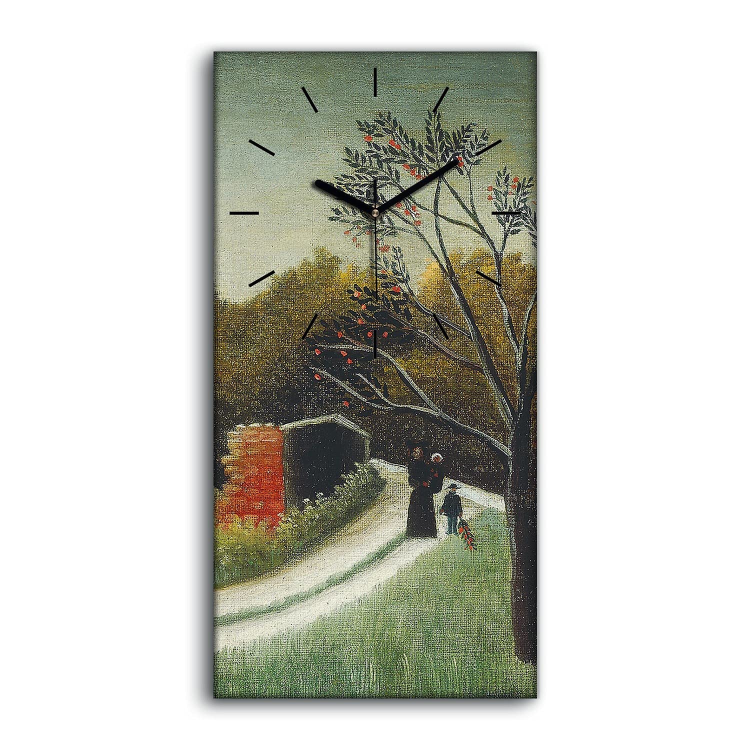 Horloge Silencieuse 30x60 Toile Foret et Fleurs Tableau Mural Salon