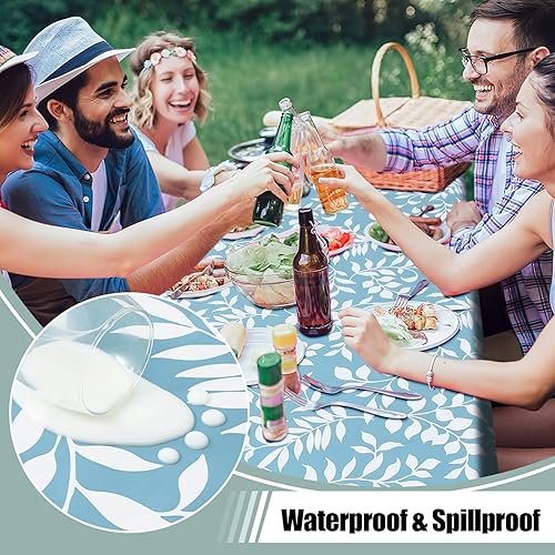Miniatura 2 de misaya Mantel rectangular de vinilo impermeable, mantel lavable con reverso de franela, mantel de plástico para cena, picnic, interior y exterior