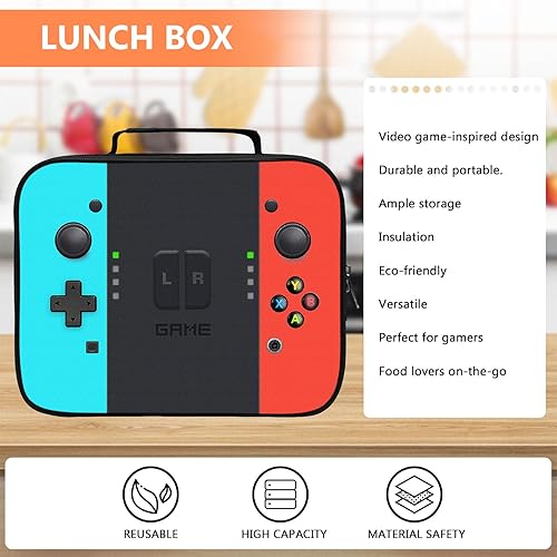 Miniatura 4 de TILYTADLY Lonchera para niños, lonchera con aislamiento térmico para niños y niñas, lonchera portátil reutilizable para el trabajo, oficina, viajes,