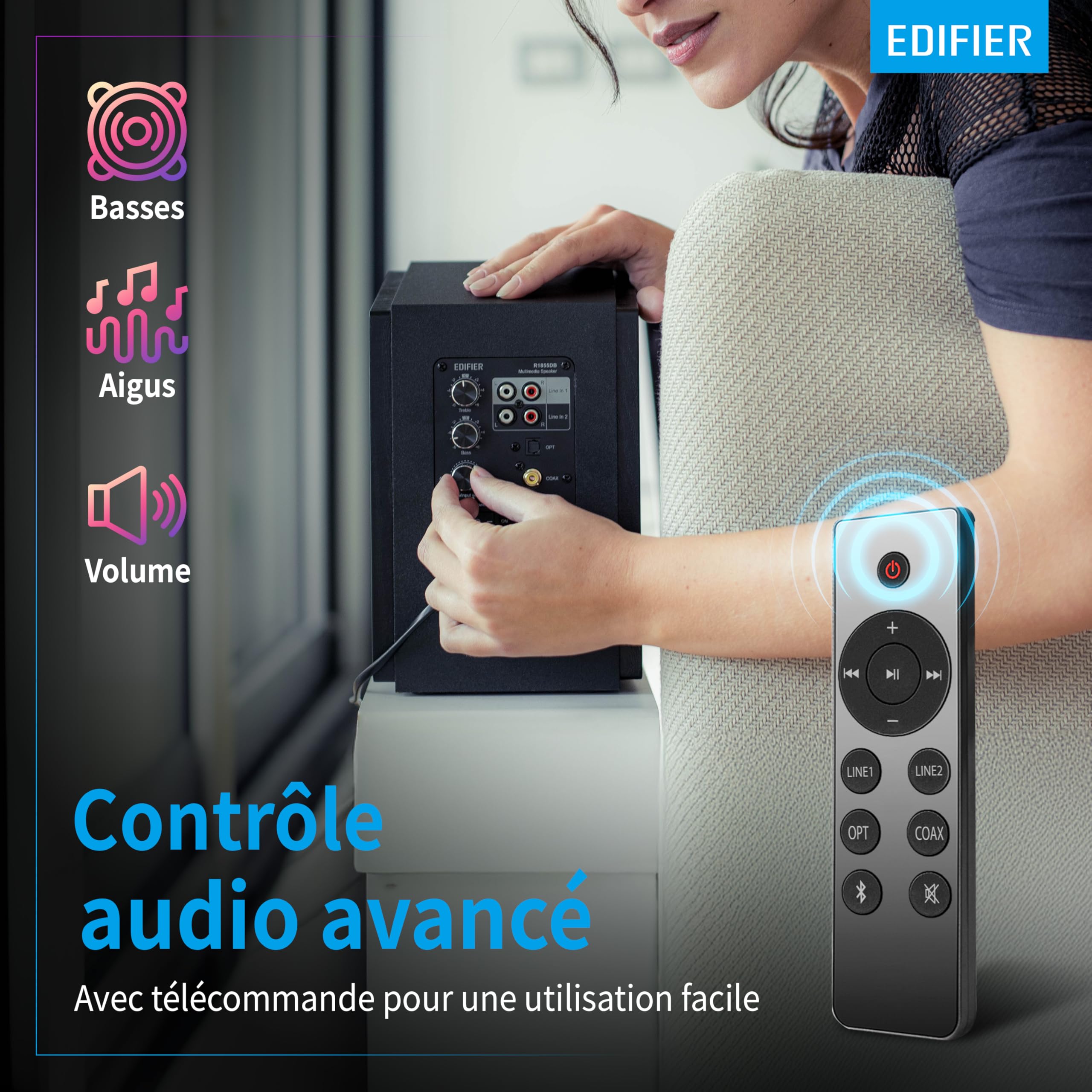 Edifier R1855DB 2-voies Noir Avec fil &sans fil 70 W
