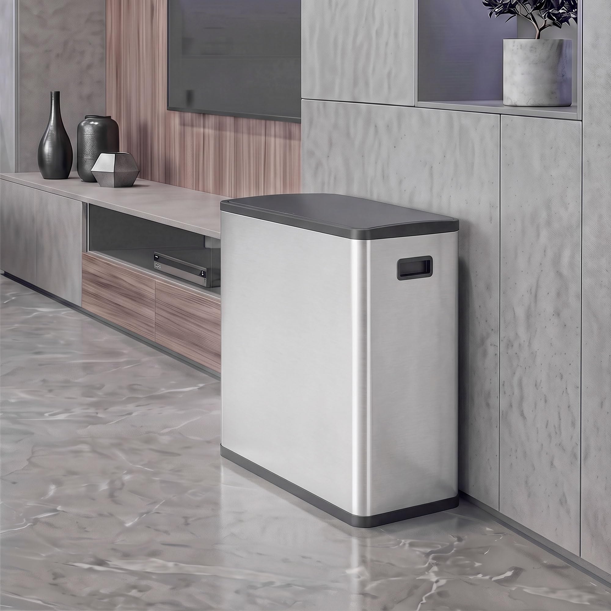 HOMCOM Poubelle de Cuisine Automatique 60L (2 x 30L) à Double Compartiment