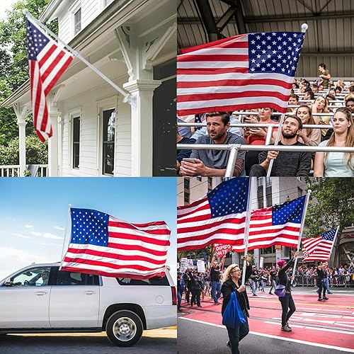 Miniatura 7 de Mástil de bandera blanca para casa, kit de asta de bandera para exteriores sin enredos con anillos de estrella estadounidense, postes de metal de