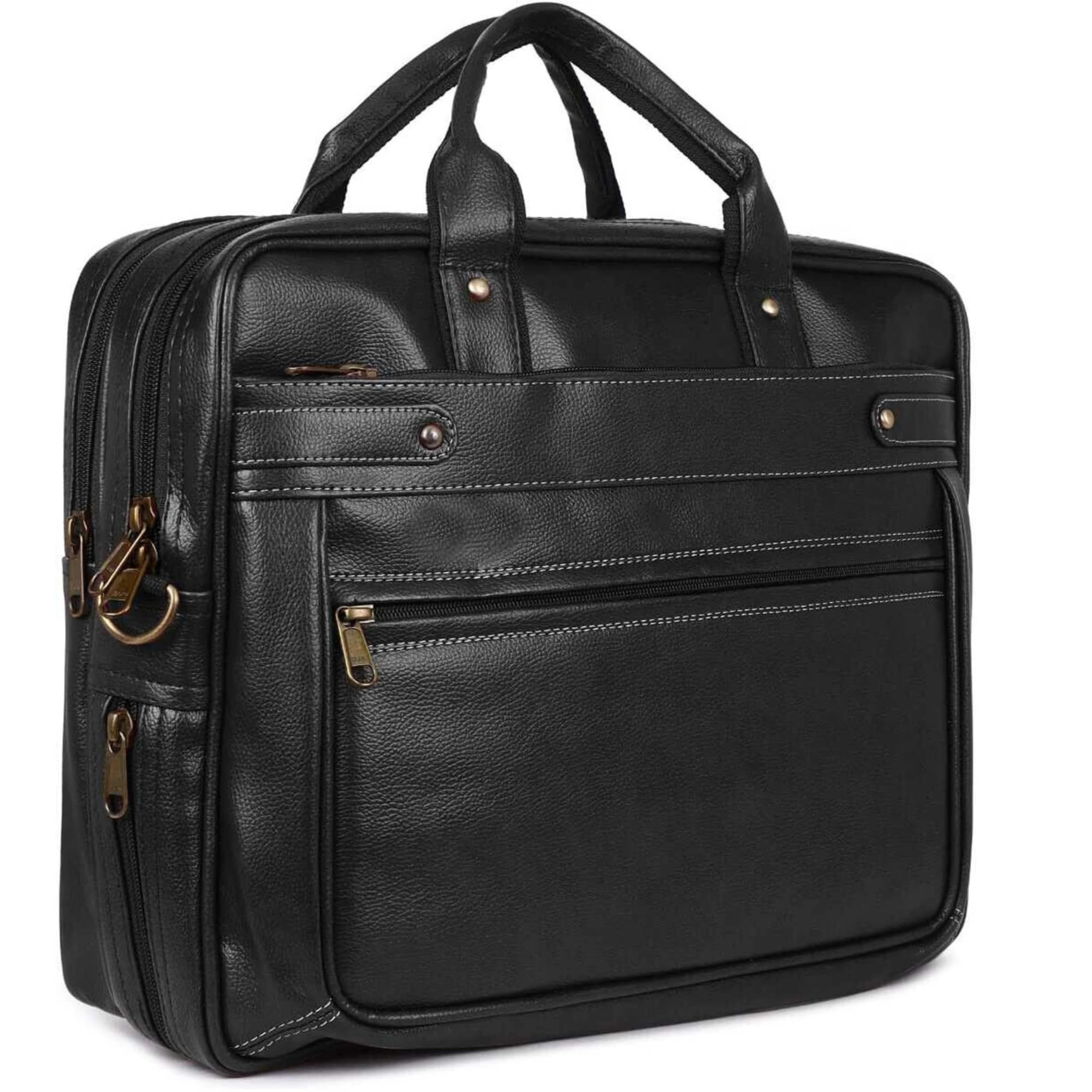 Vegan Leather Office Laptop Bag, Messenger Bag Men & Women Expandable Laptop Bag for 15.6 Inch, Professional Work Briefcase with 4 Compartments, 20L Travel & Business Use-image-48