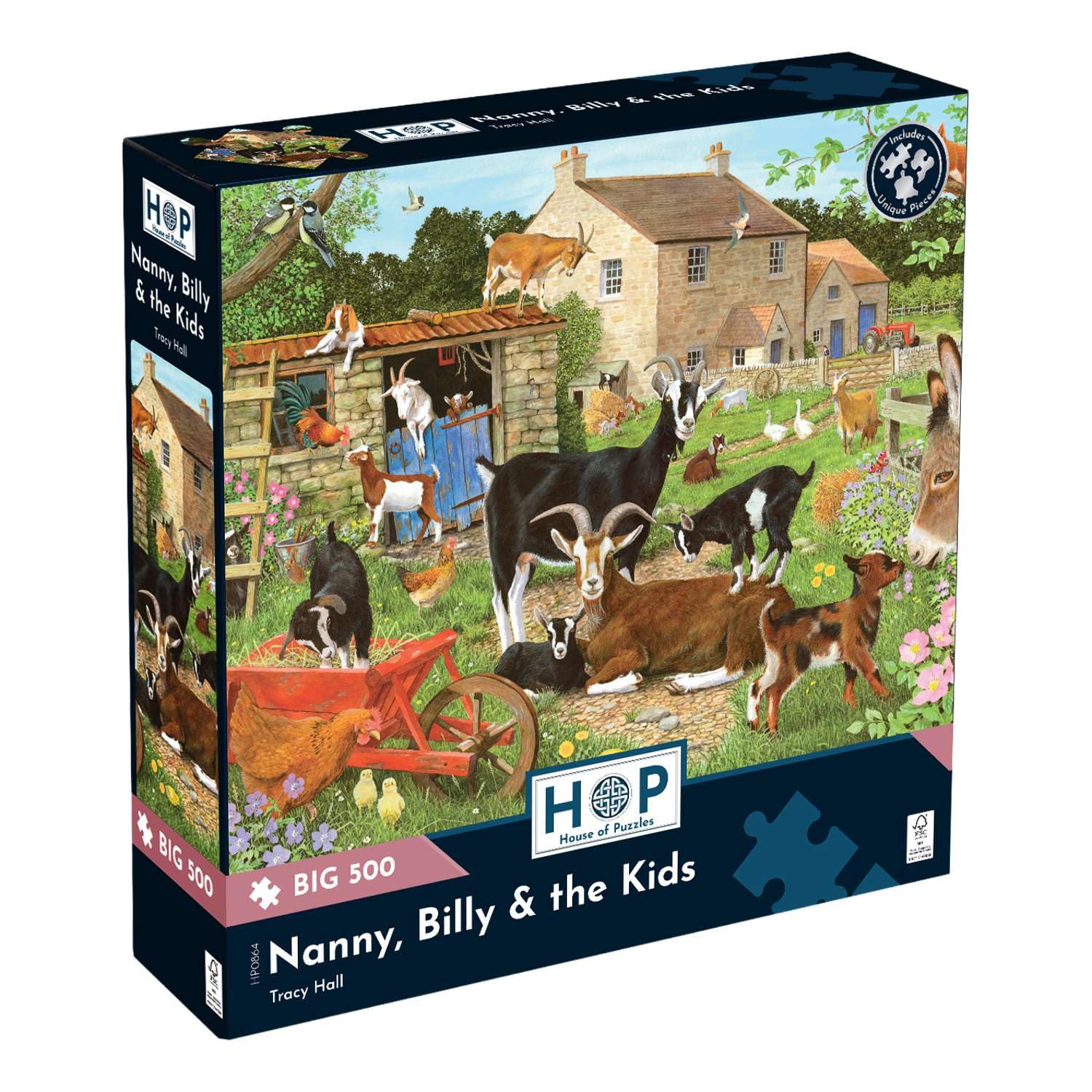 The House of Puzzles Nanny, Billy & the Kids BIG 500 Puzzle | Farm Jigsaw