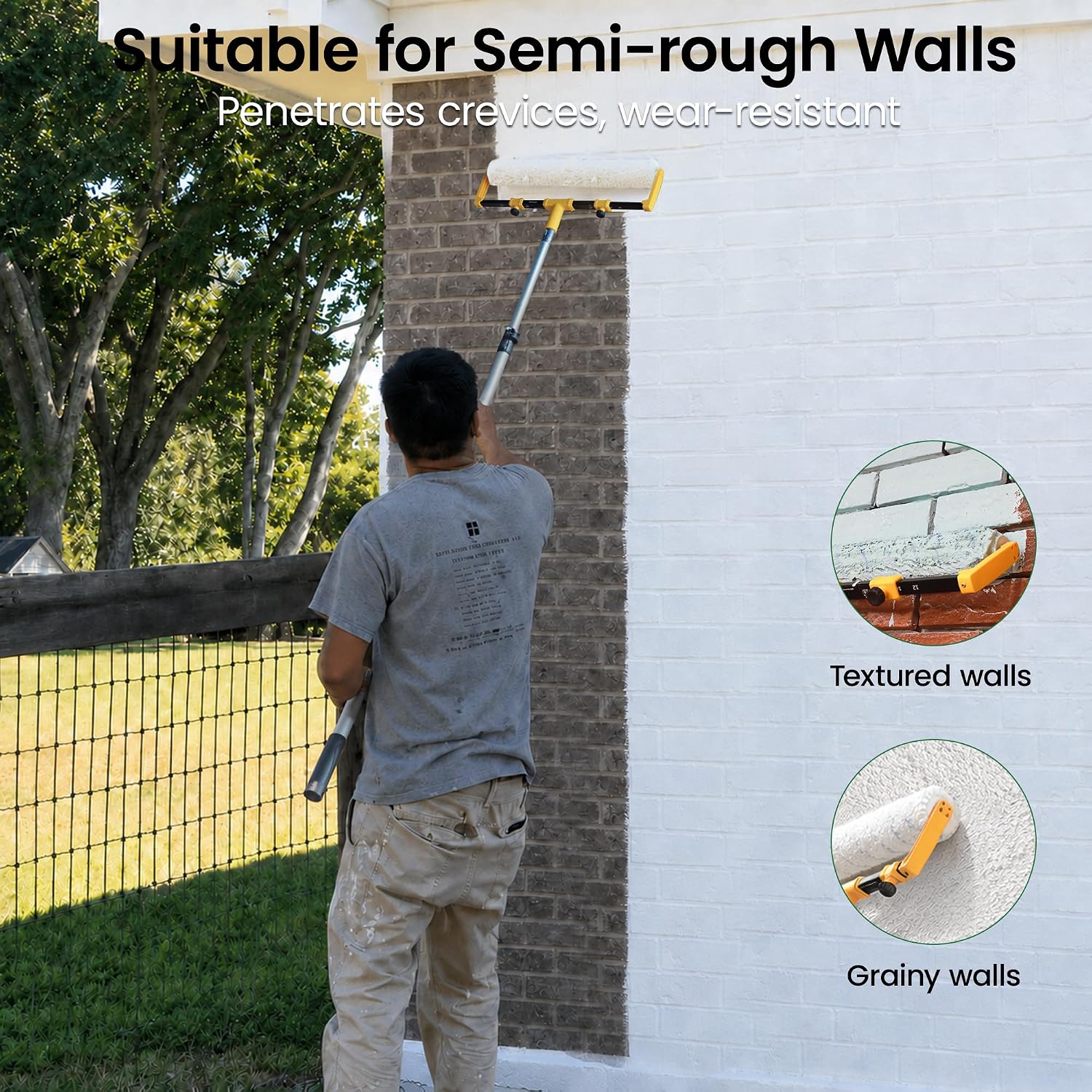 VOOMEY 18 Inch Paint Roller Covers 3/4" Nap Nylon, Deep Pile Roller Sleeves for Rough & Textured Surfaces, Large Paint Roller for Stucco, Brick, Wall & Ceiling (Pack of 6)