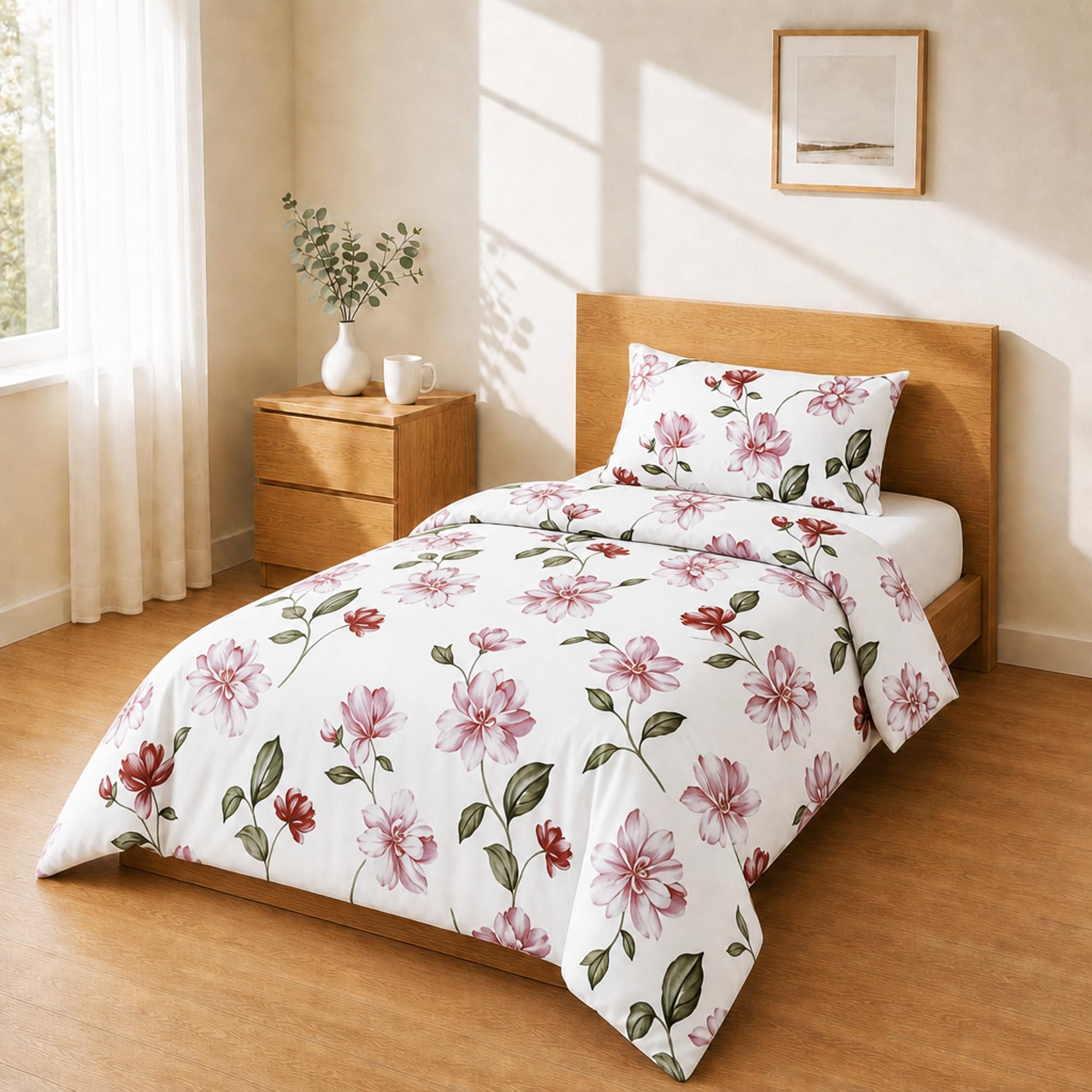 Homebliss Bed Linen Set 140 x 200 cm + 50 x 80 cm 1 Piece Magnolia Pink Bordeaux