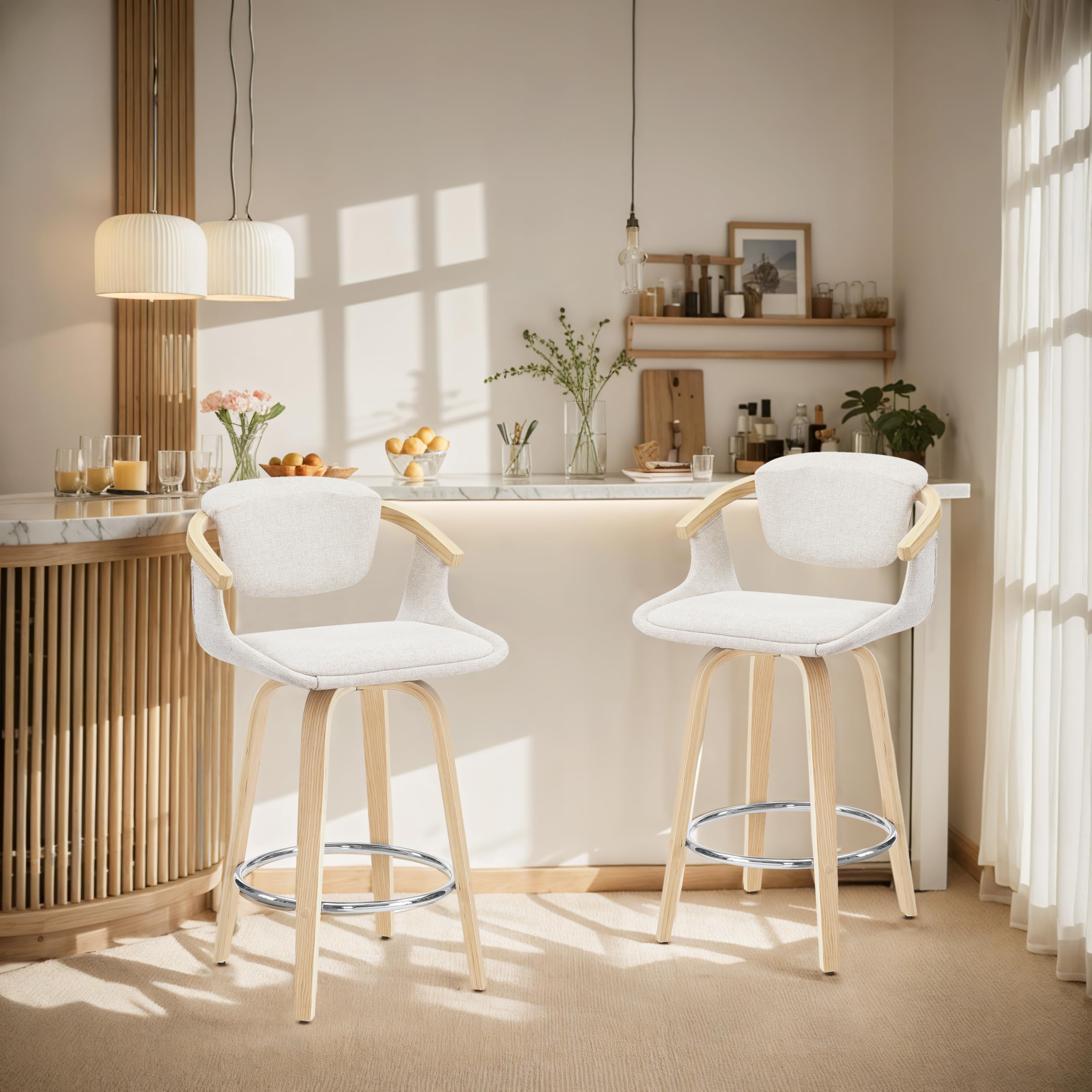 Tabourets De Comptoir/bar Sièges En Bois Et En Similicuir Bois Lumisource Saddle Paq 2 Noyer Blanc 2745402p
