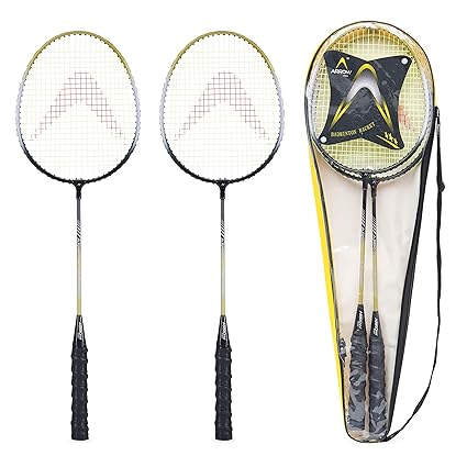 Arrowmax AB-333 Aluminium Badminton Racket Set of 2 Full Cover for Adults and Kids | Ideal for Home Play | Light Weight | 1 Pair