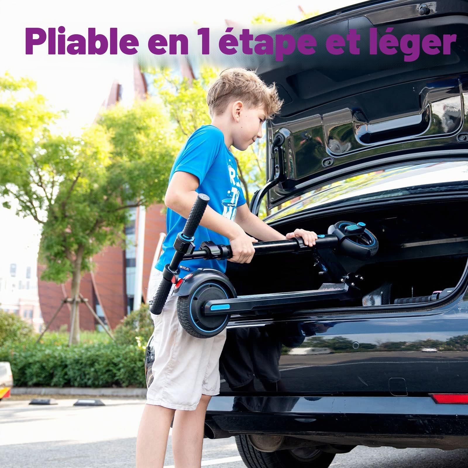 EVERCROSS EV06C Trottinette électrique, 6,5'' Trottinette électrique Pliable pour Enfants 6-12 Ans, Vitesse maximale 15 KM/H, Affichage LED, Lumières LED Colorées, Trottinette Légère pour Enfants