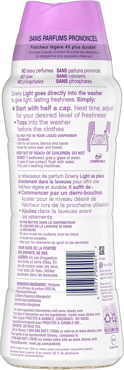 Downy Light Laundry Scent Booster Beads for Washer, White Lavender, 20.1 oz, with No Heavy Perfumes