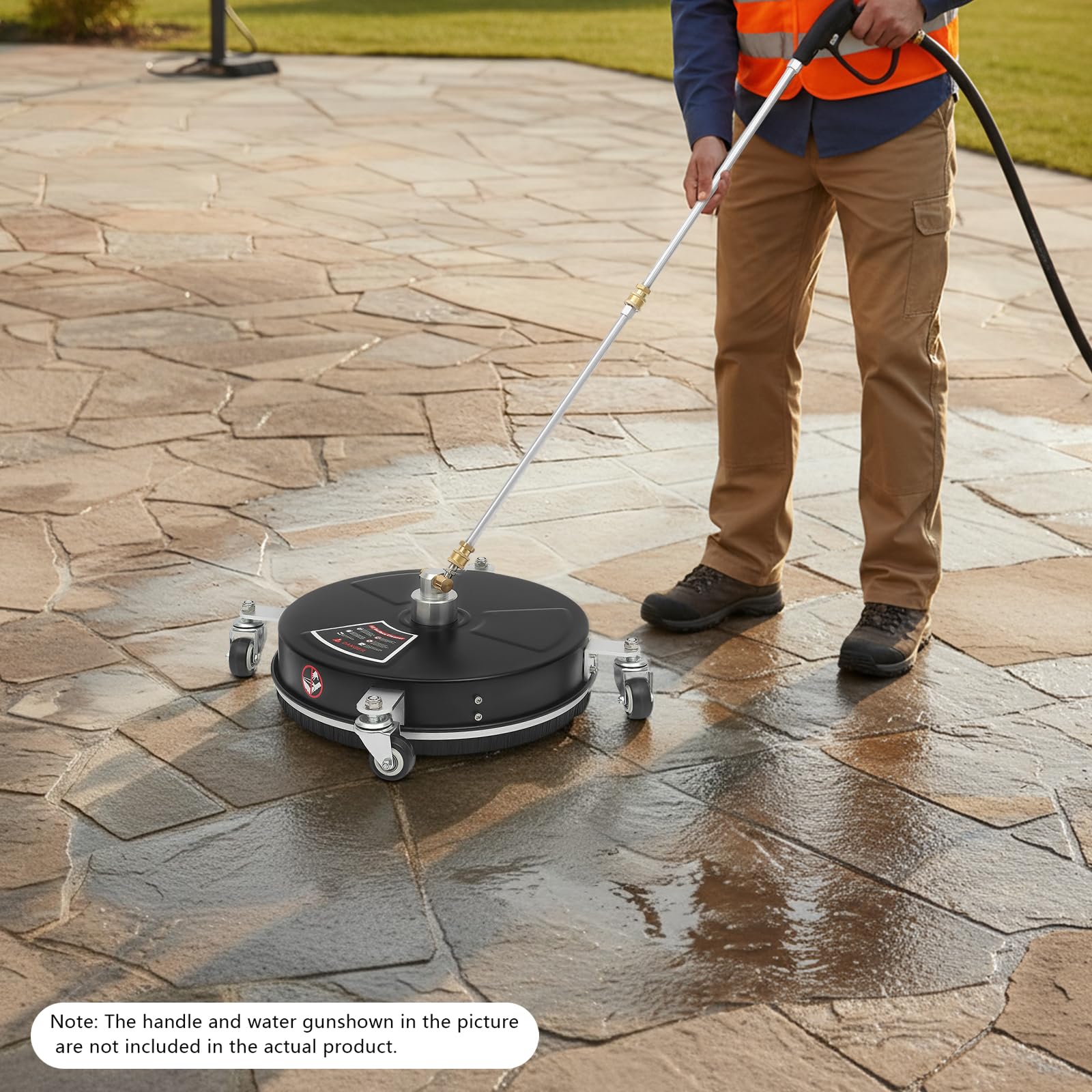 Limpiador de superficies profesional de acero inoxidable, 2000 psi, 38 cm, 1,8 GPM, para terraza, hormigón y acera, con 4 ruedas y 2 boquillas de pulverización de repuesto, accesorios para limpiadores