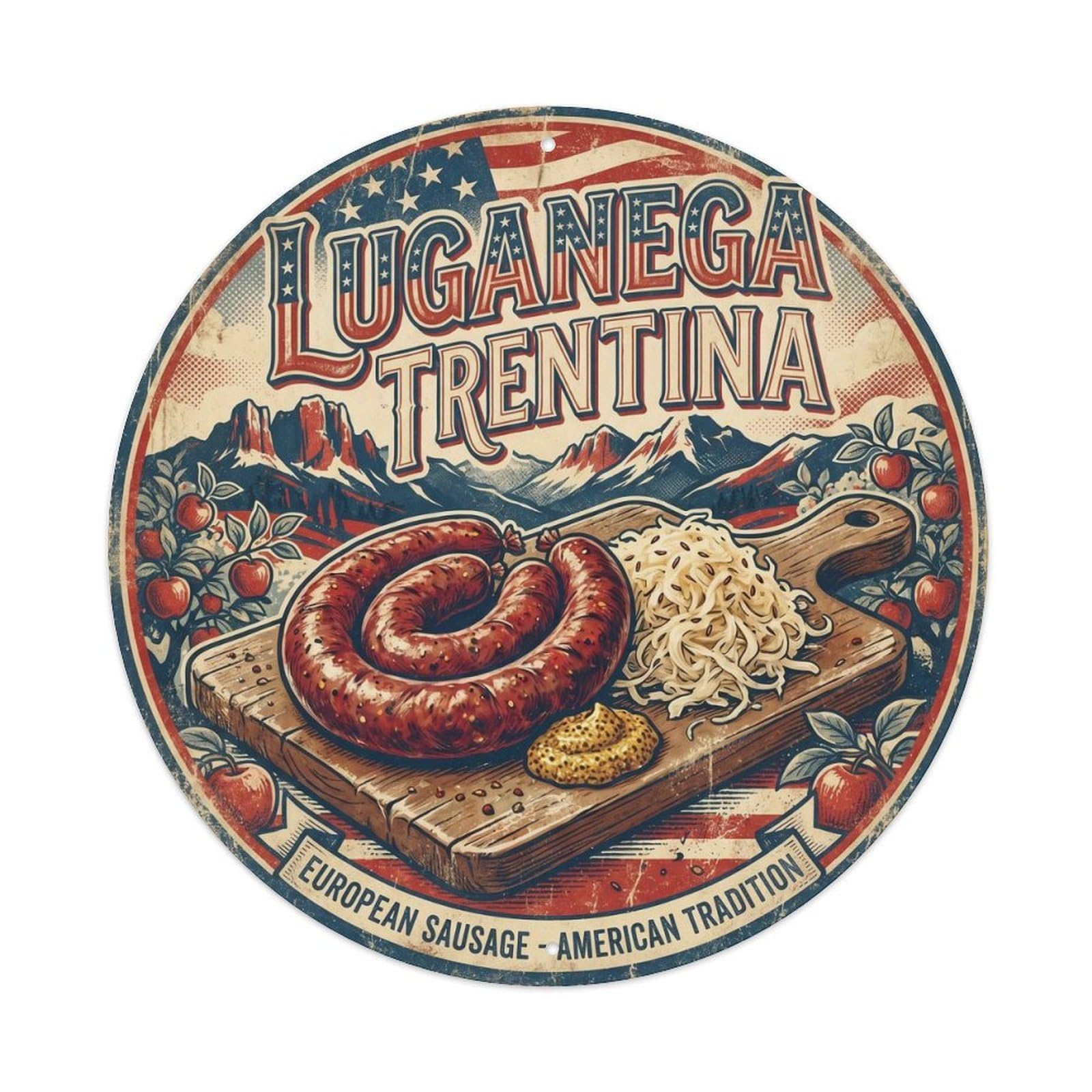 Italy Travel Culinary Culture Luganega Trentina Metal Tin Sign