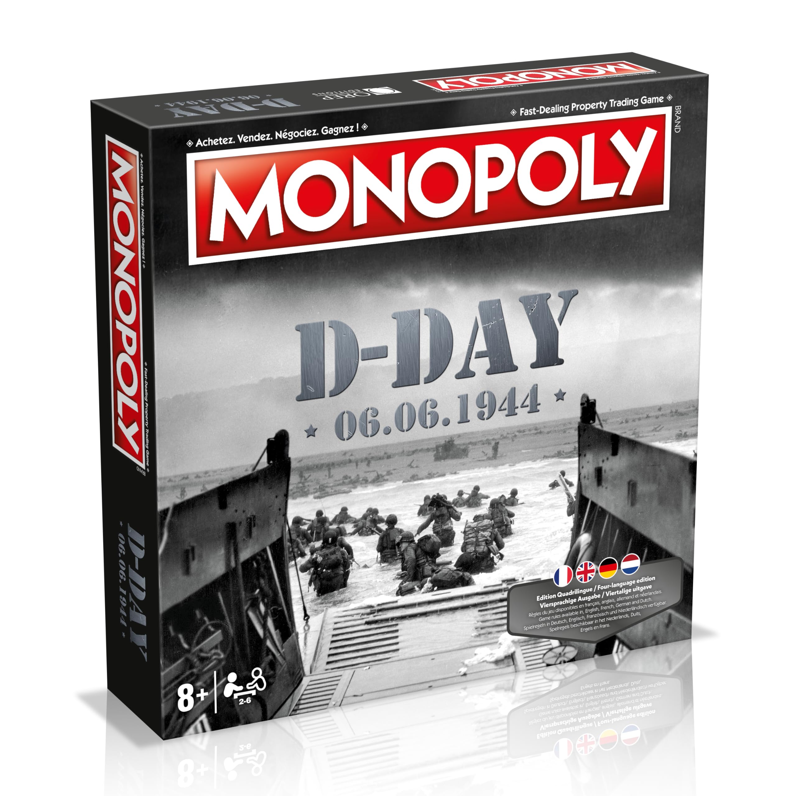 Winning Moves Monopoly D -Day en français - Jeu De Plateau 8+ - Jeu de Société pour 2 à 6 Joueurs - Jeux de Société Famille en français