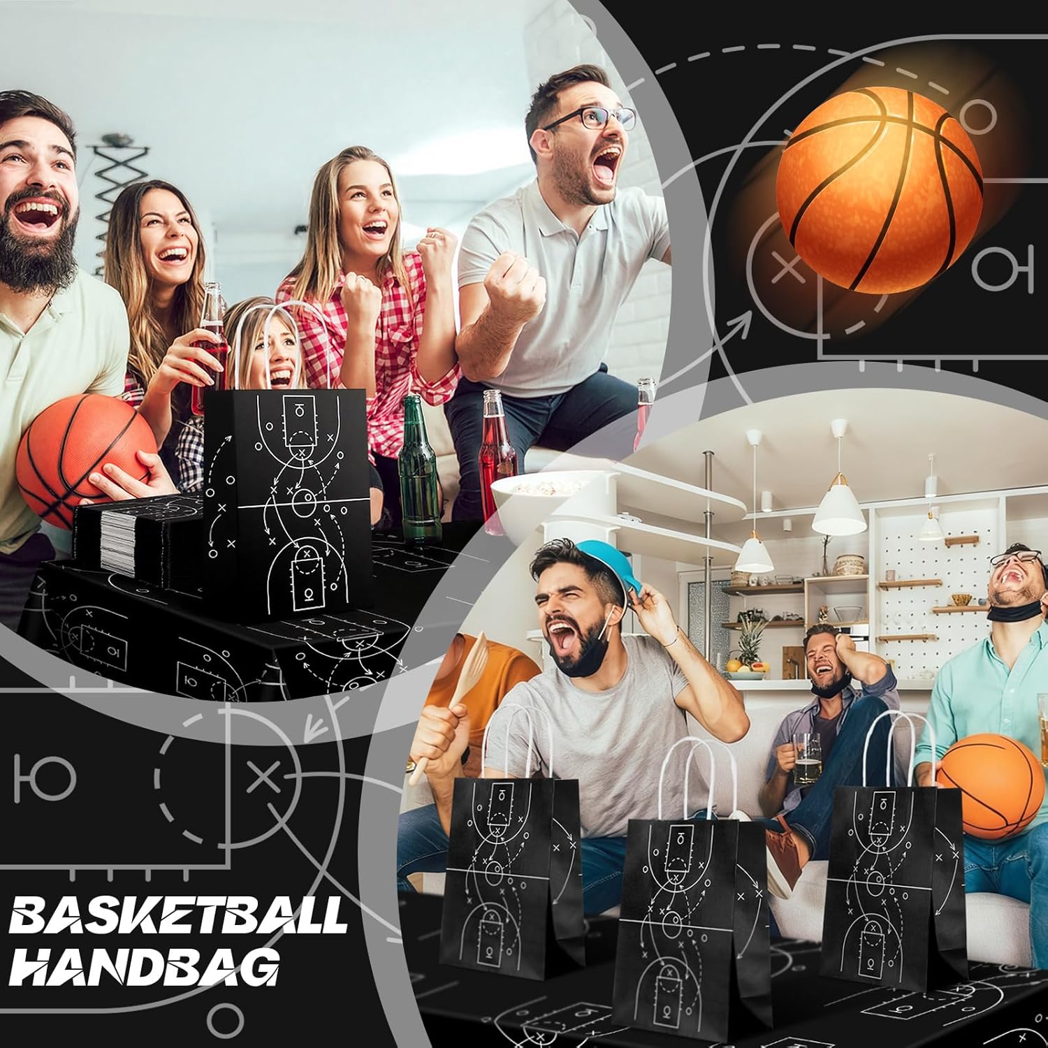24 Pcs Basketball Paper Gift Bags with Handles 5.9 x 3.2 x 8.3 Inch Basketball Themed Party Favor Bags for Coaches Teams Sports Events Snacks Treat Storage Birthday Party Supplies - Image 6