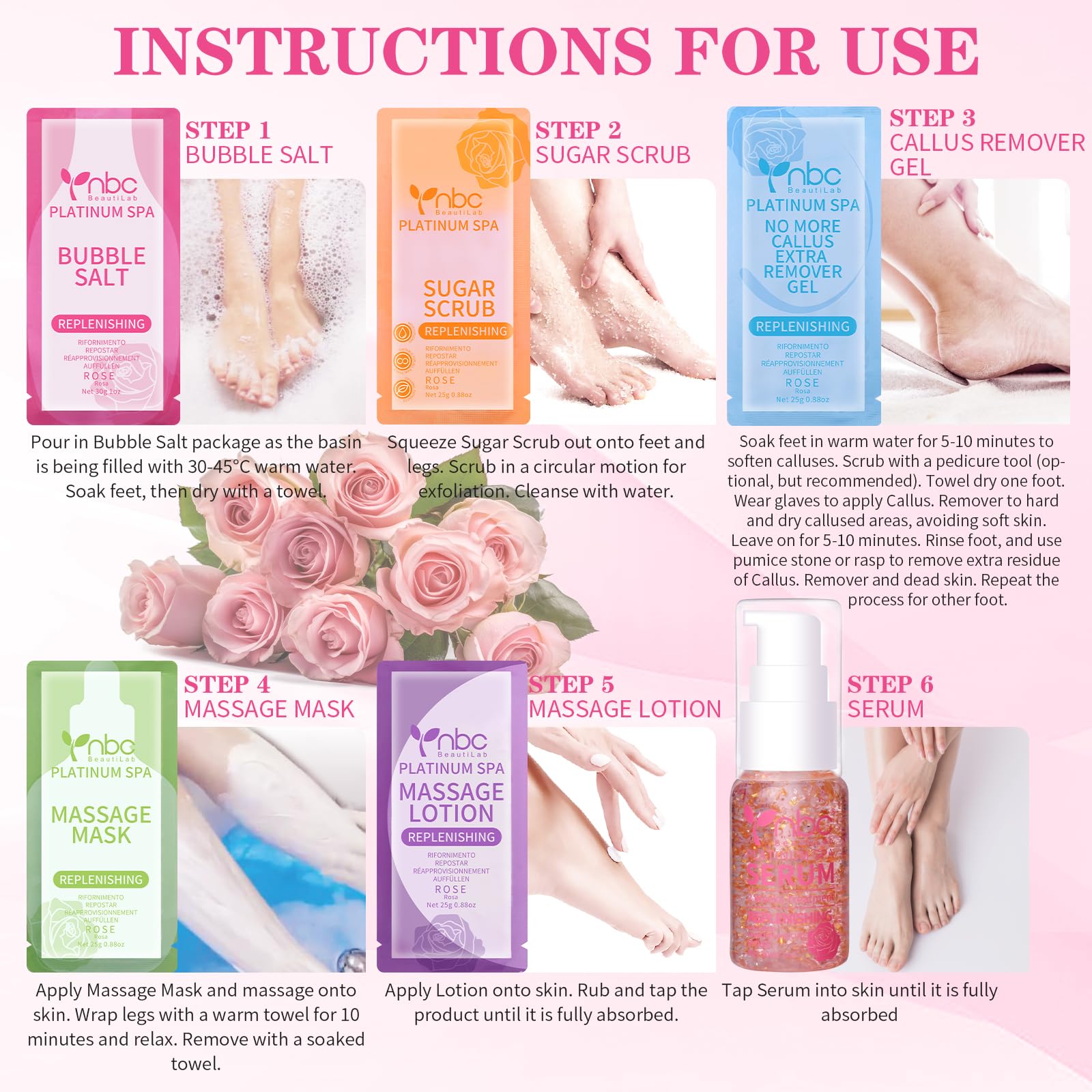 Pedicure Foot Spa Kit, 4-Step Foot Care Set