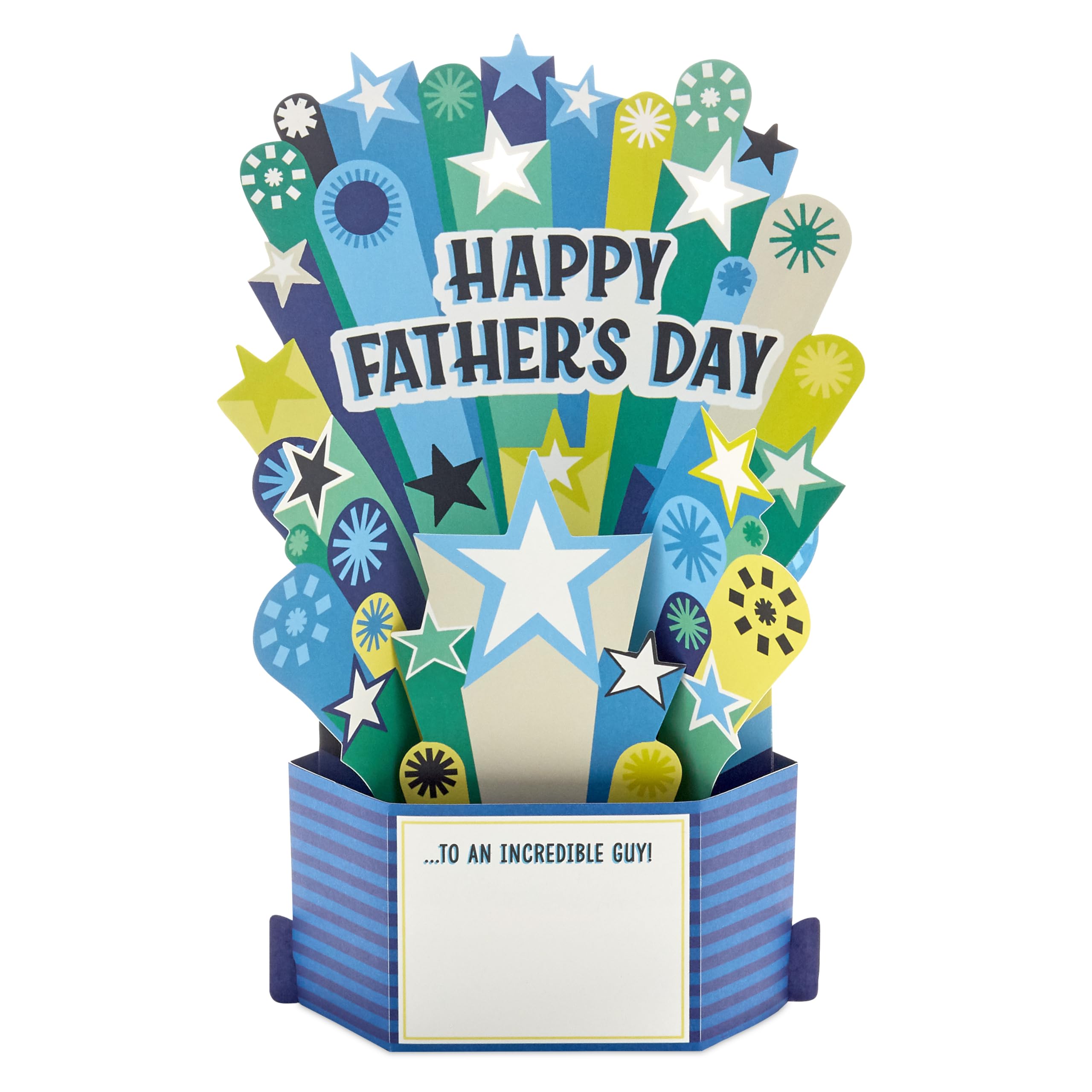 Hallmark Fathers Day Card, 3D, Pop Up, Musical, Light Up, Banner Design, Display Case, Blue, Yellow, Male, From Son, From Daughter - Image 4