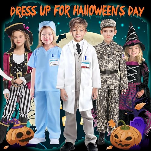 Miniatura 6 de GIFTINBOX Disfraz de médico para niños, abrigo de laboratorio médico para niños, estetoscopio real, disfraces de laboratorio médico de Halloween