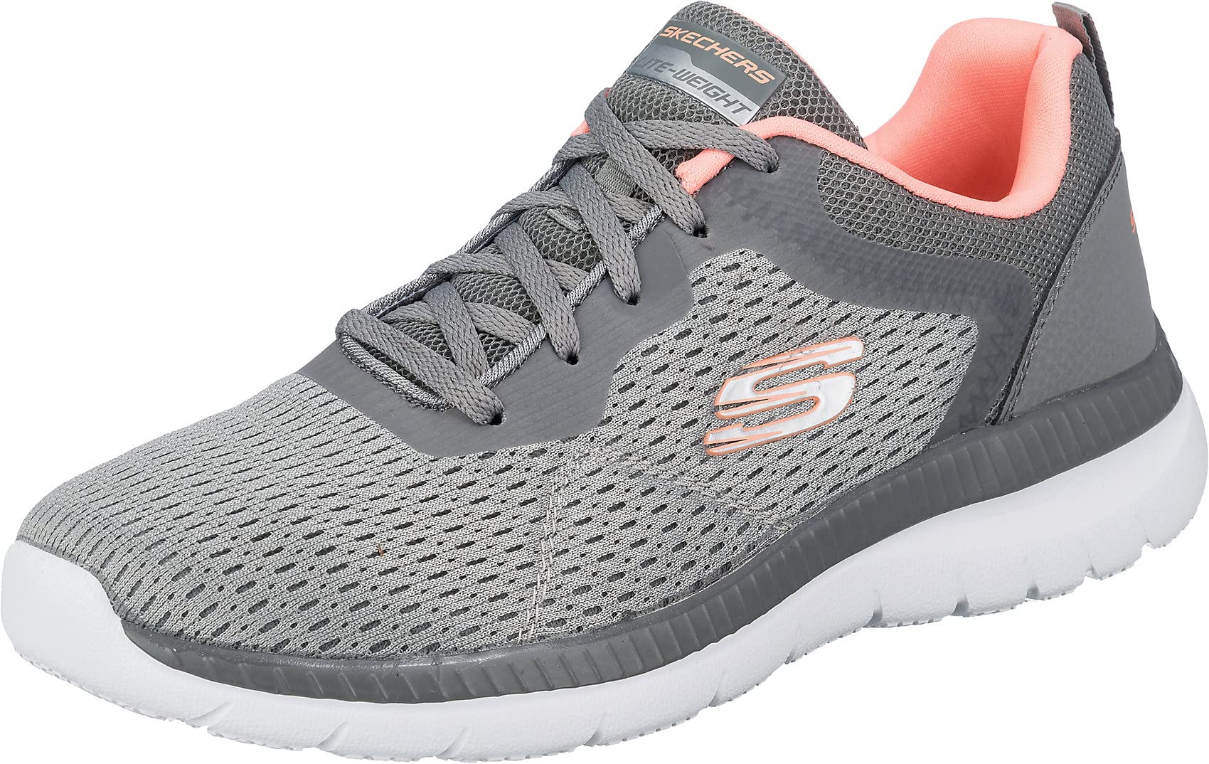 Skechers Women Bountiful - Quick Path Grey/Coral Lace-Up Sneaker (B07XZL9LMG) Amazon Price History, Amazon Price Tracker
