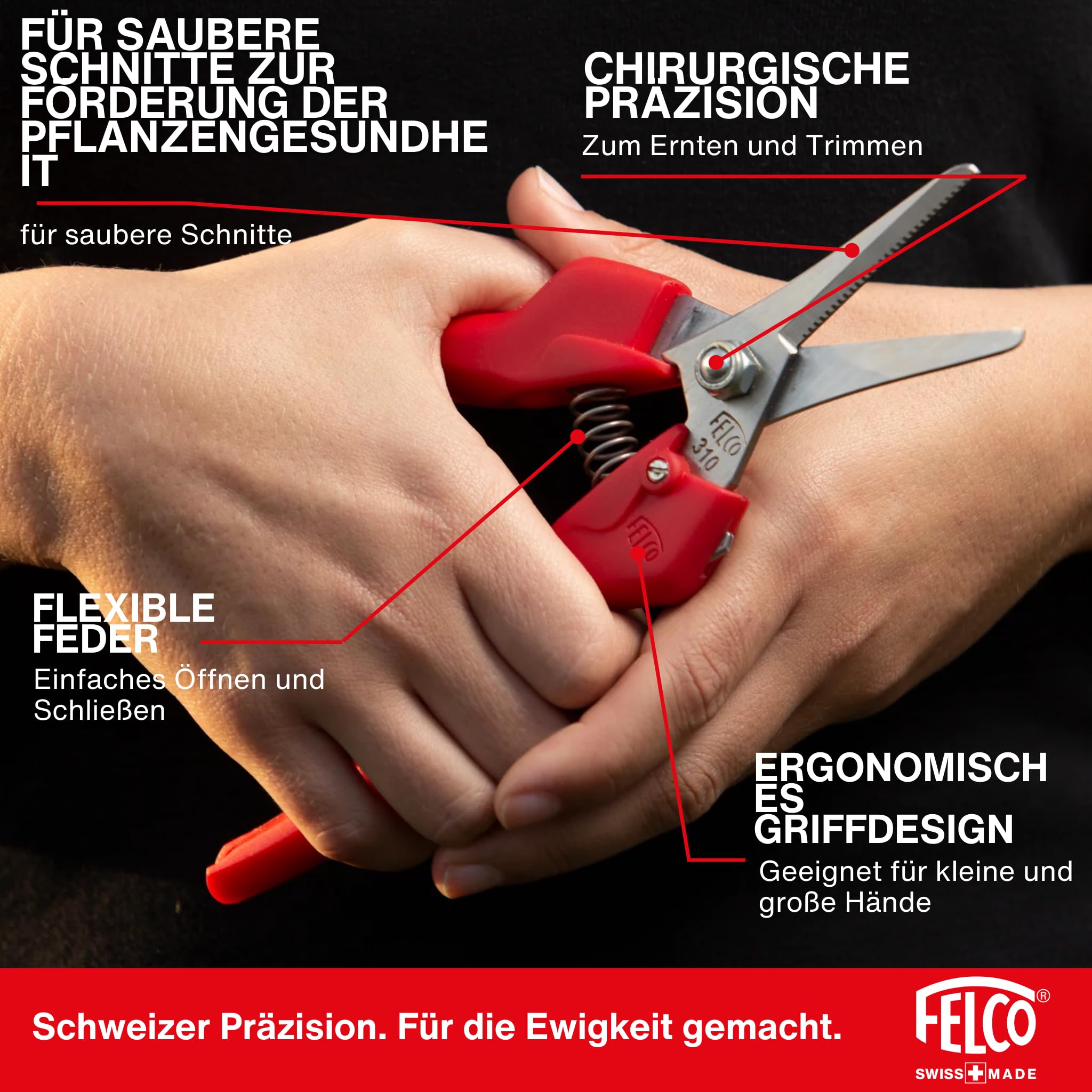 FELCO 310 Ernteschere aus Edelstahl für Obst und Blumen, Schnitt 10 mm – Ansicht 3