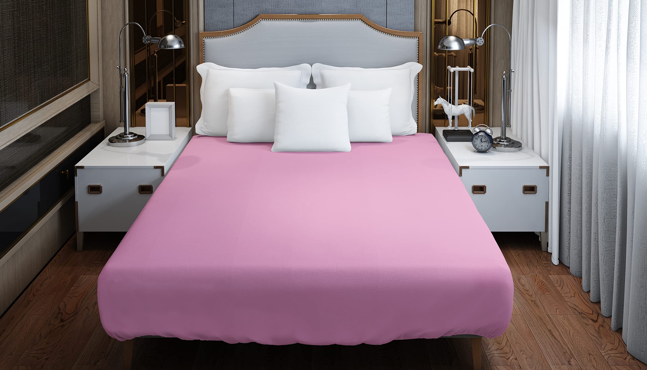 Home Still Fitted Bed Sheet | Super Soft Polycotton & Stretch Micro Knitted Fabric | Washable Soft Flexible & Easy to Tidy Up | Double Size 140x200x30cm Lilac - Image 4