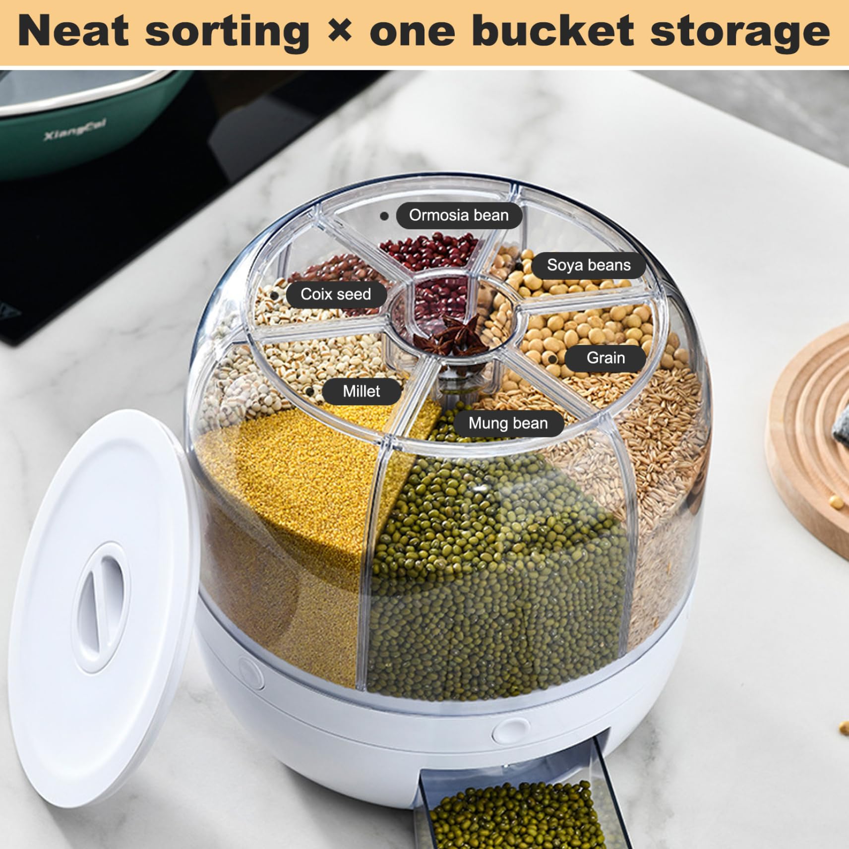 Distributore Cereali Inox - N ° 2 Contenitori Capacità Lt 8 + 8 Distributori