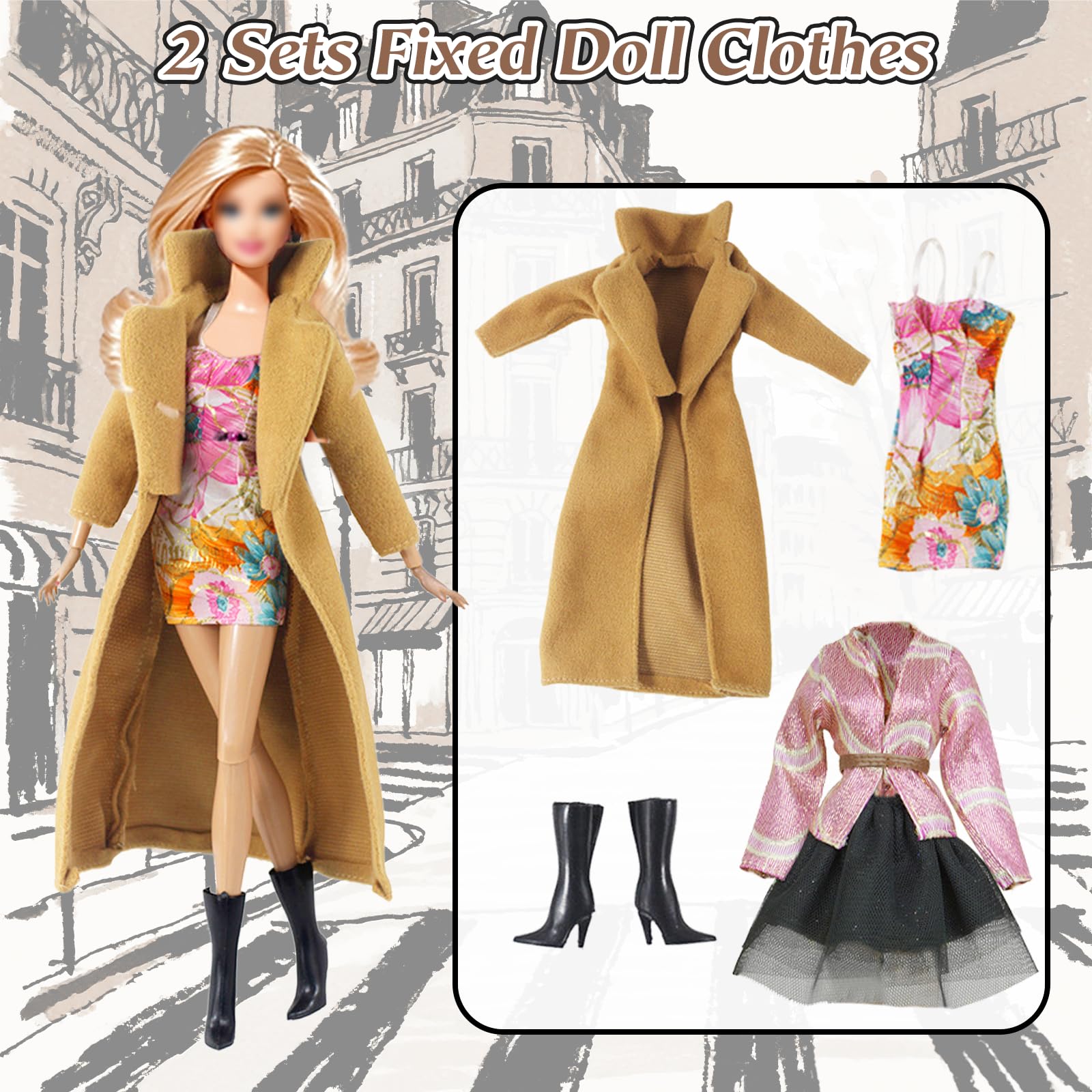 14 PCS Doll Clothes Outfit Compatible with Barbie 11.5 Inch Doll - Image 2