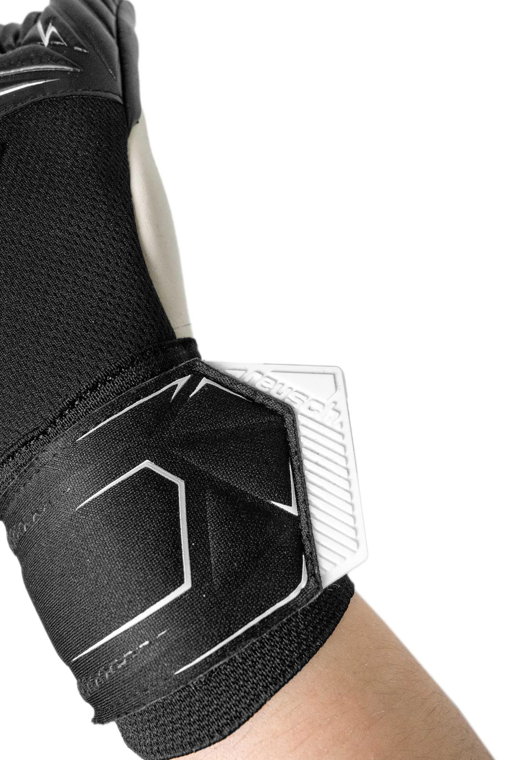 Reusch Guanti da portiere professionale adulti | Protezione delle dita | ottima presa, traspiranti, allenamenti e partite, erba sintetica e naturale, Taglie 7,5-12, Attrakt Gold X NC Finger Support