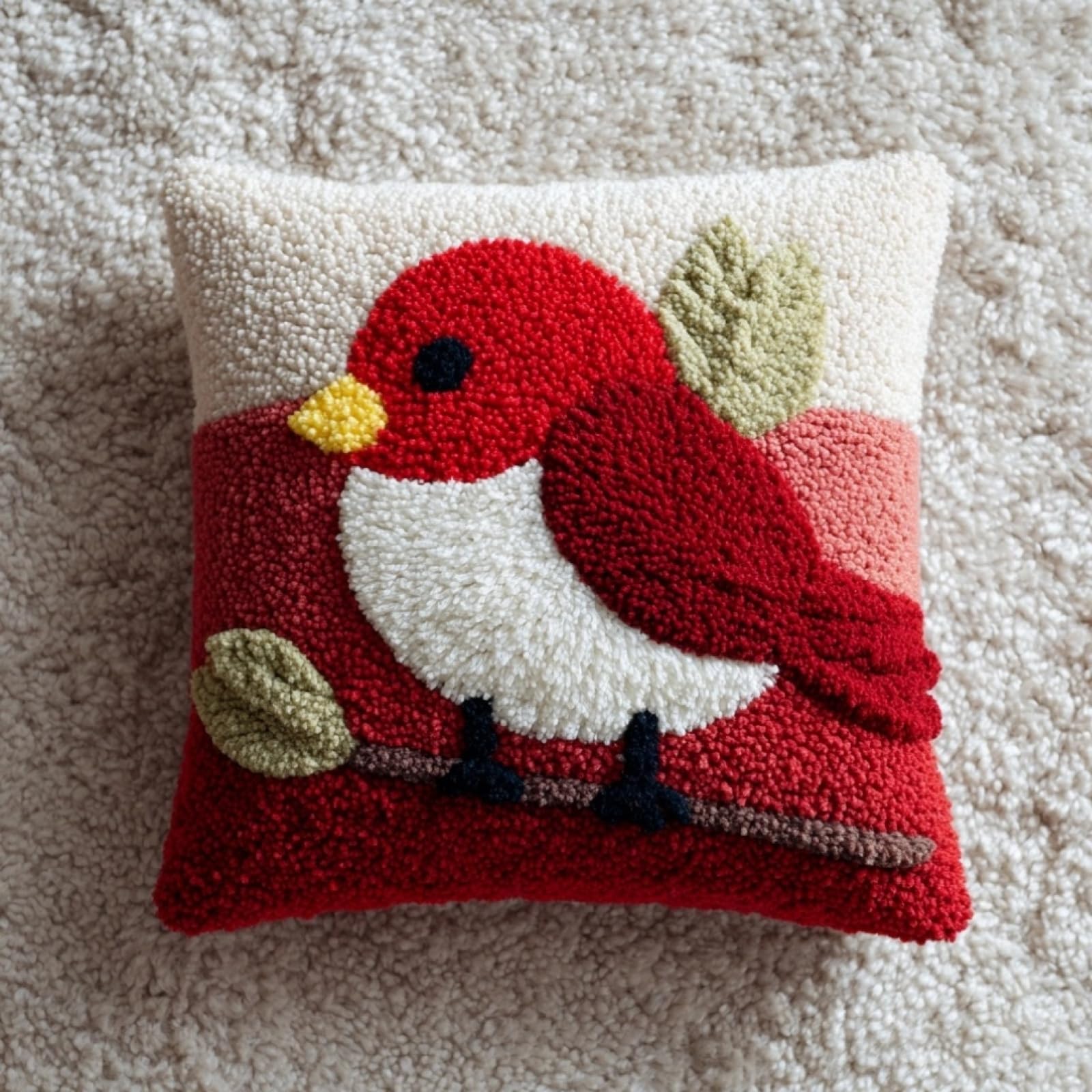AxiangziK Pre-Printed Latch Hook Pillow Kit,Sparrow