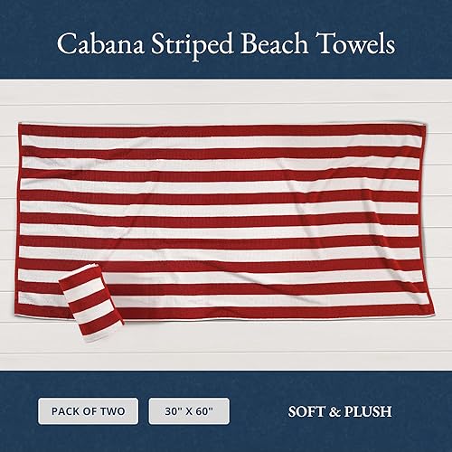 Miniatura 10 de LANE LINEN Juego de 4 toallas de playa de 100 % algodón, toallas de playa de gran tamaño para adultos (30 x 60 pulgadas), altamente absorbentes,