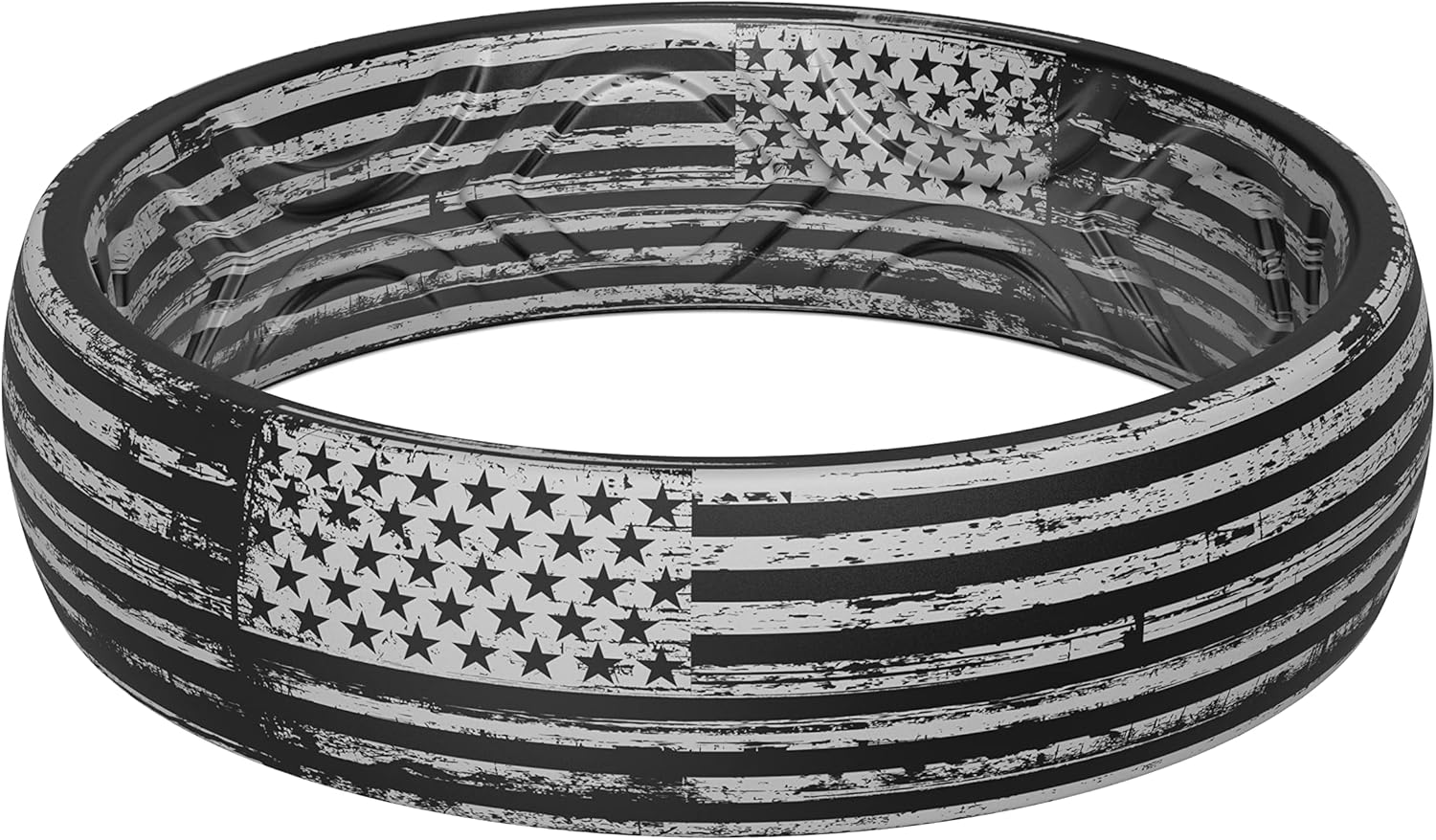 ThunderFit Silicone Rings Wedding Bands for Women, Printed Design, 1-Pack Breathable Rubber Engagement Bands, 5.5mm Wide, 1.9mm Thick