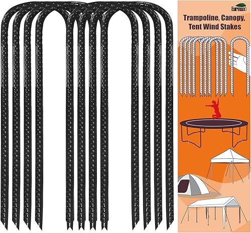 Eurmax USA Trampolines Stakes Canopy Parts Wind Stake 12 Inch Heavy Duty Stake Safety Ground Anchor Galvanized Steel Shaped