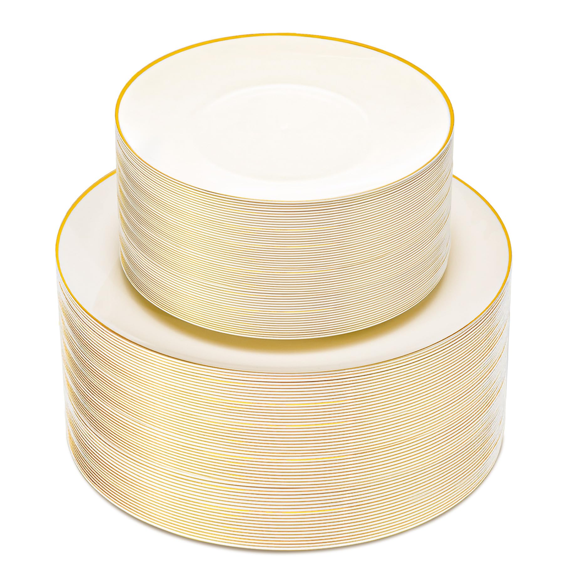 Ivory Gold Rim Plates - 100 Pack -1 Ivory Gold Rim Plates - 100 Pack -1