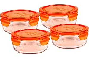4 Pack Meal Bowls 22 Ounce Large Tempered Glass Leak-proof - Carrot