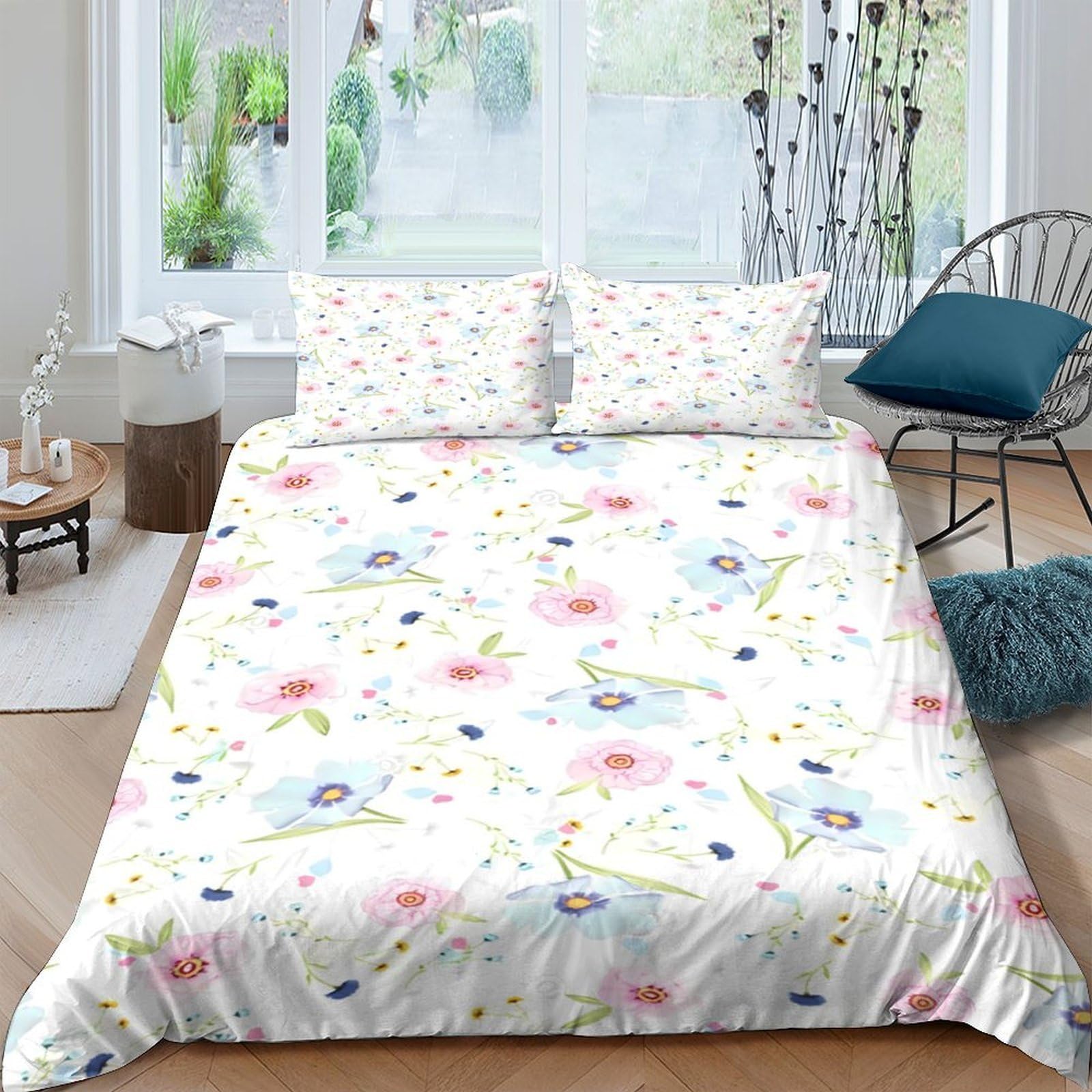 Ctjqhvkz Style-10 3D Printed Wildflower Fitted Sheet Microfiber Soft Floral Meadow Mattress Cover For Bedroom Guest Room Decor Single（135X200cm）