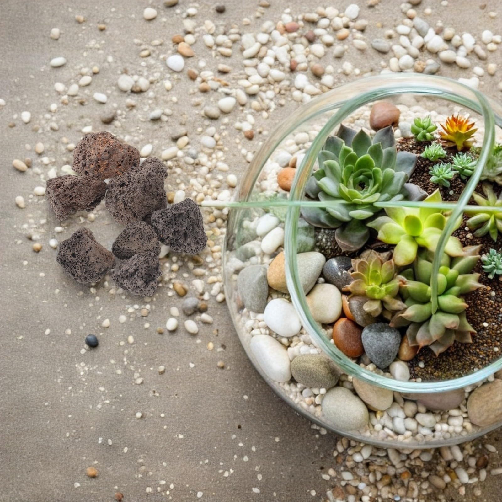 UKCOCO Piedras Volcánicas Naturales Decorativas Roca Volcánica para Acuario Piedra Negra 1,1kg para Terrarios y Plantas, Decoración de Jardín, Filtración de Agua
