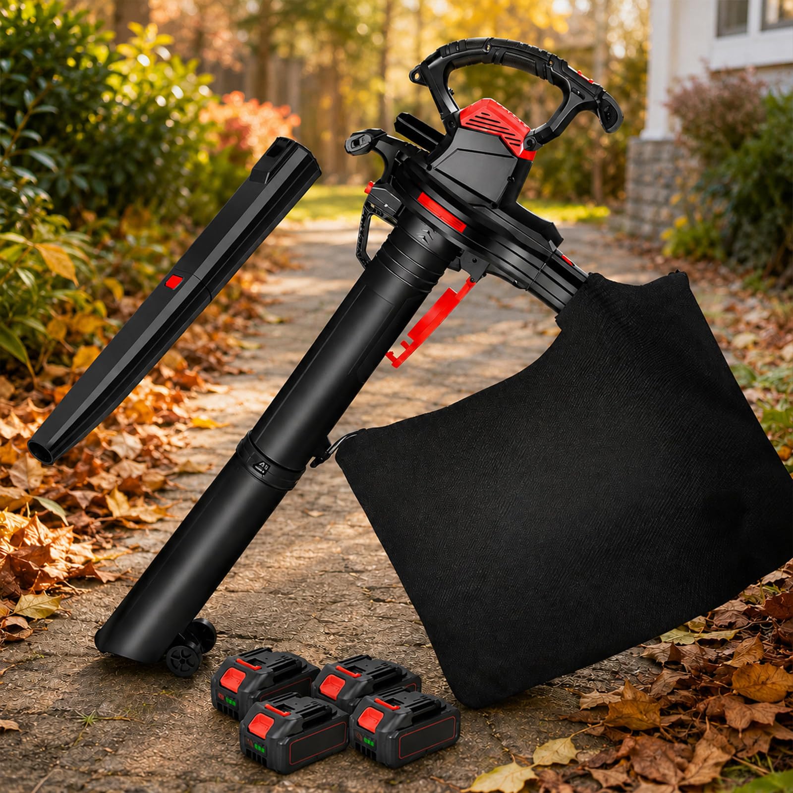 Aspirateur Souffleur De Jardin Avec Broyage 16:1 Et Sac 40 L 4×5.0Ah