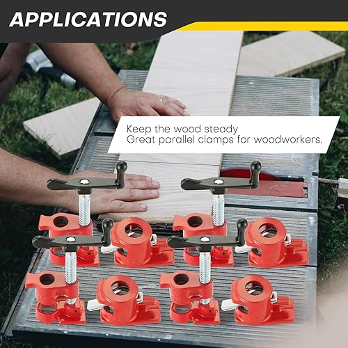 Miniatura 6 de Juego de abrazaderas para tubos de encolado de madera  Abrazaderas de hierro fundido de 12 pulgada para carpintería de alta resistencia para