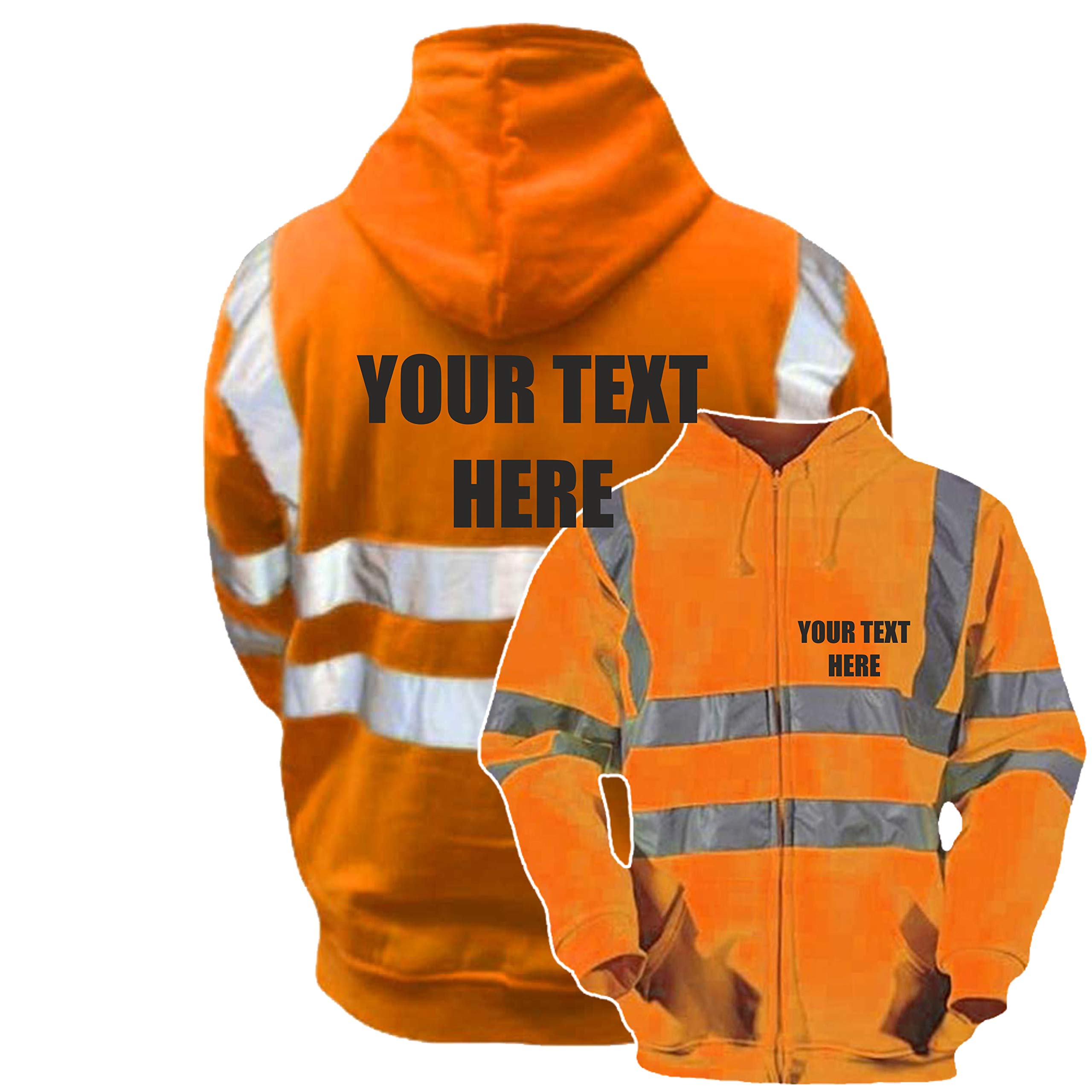 Personalised Orange Hi Vis Hoodie With Full Length Zip, Conforms to EN20471 Class 3 & GO/RT 3279, High Visibility, By Brook Hi Vis,