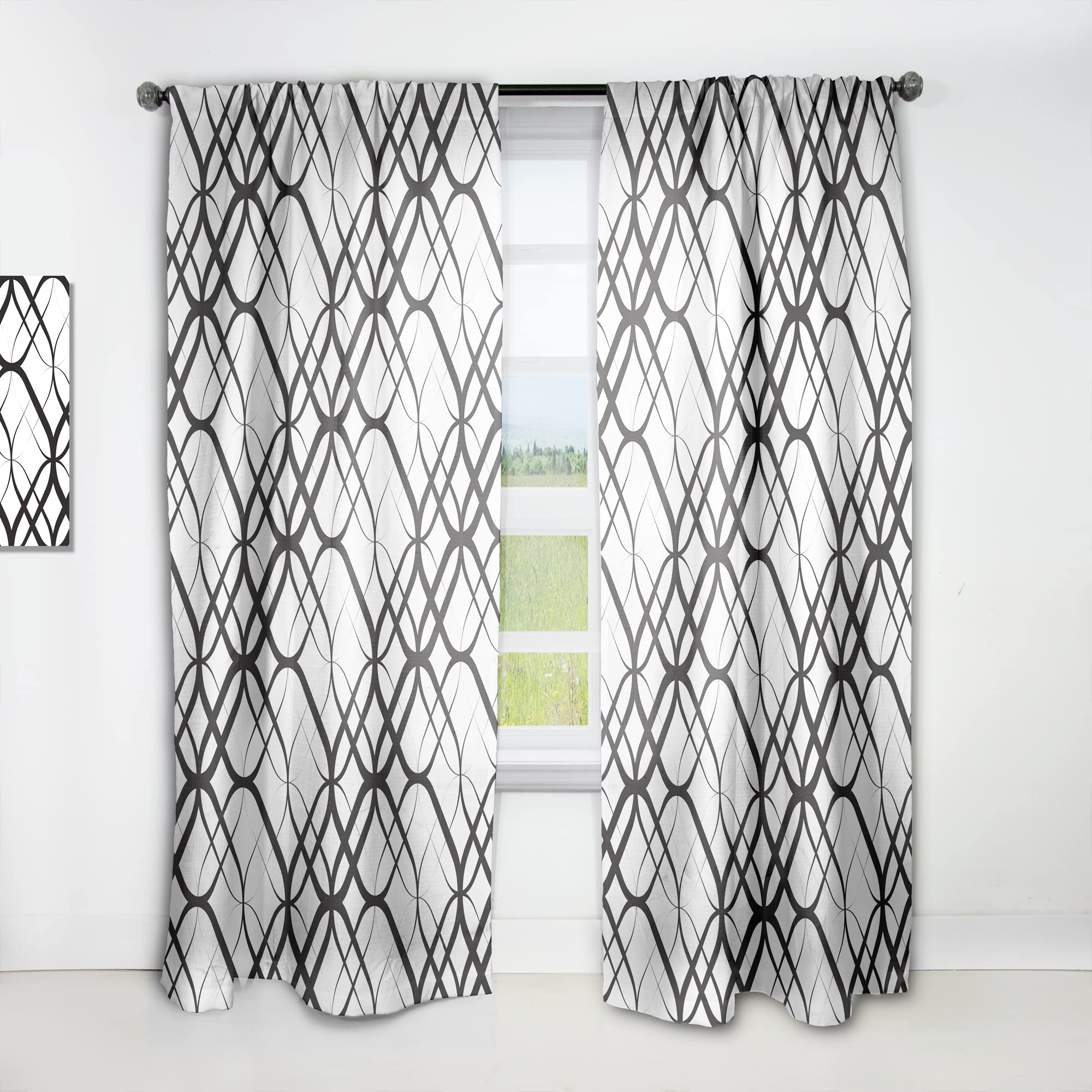 Rideaux Monochrome à Motifs géométriques III drapé moderne œillets
