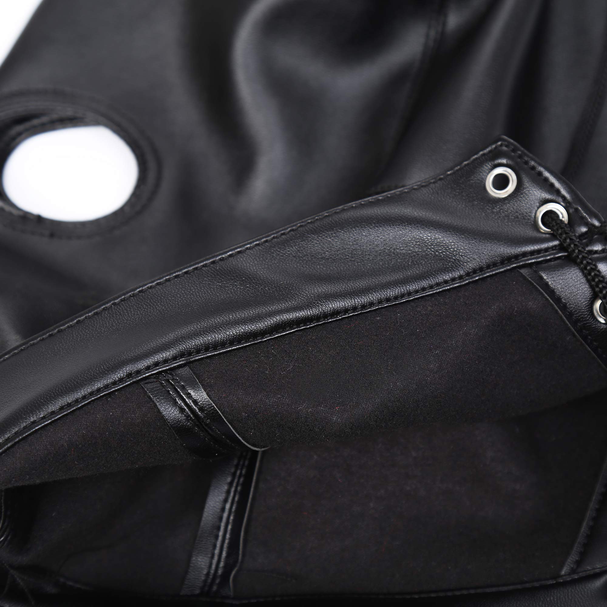 Masque de tête en cuir souple Avec Perruque Amovible Bondage BDSM Masque Fétiche Couvre-Tête pour les Yeux avec Laçag d'Halloween