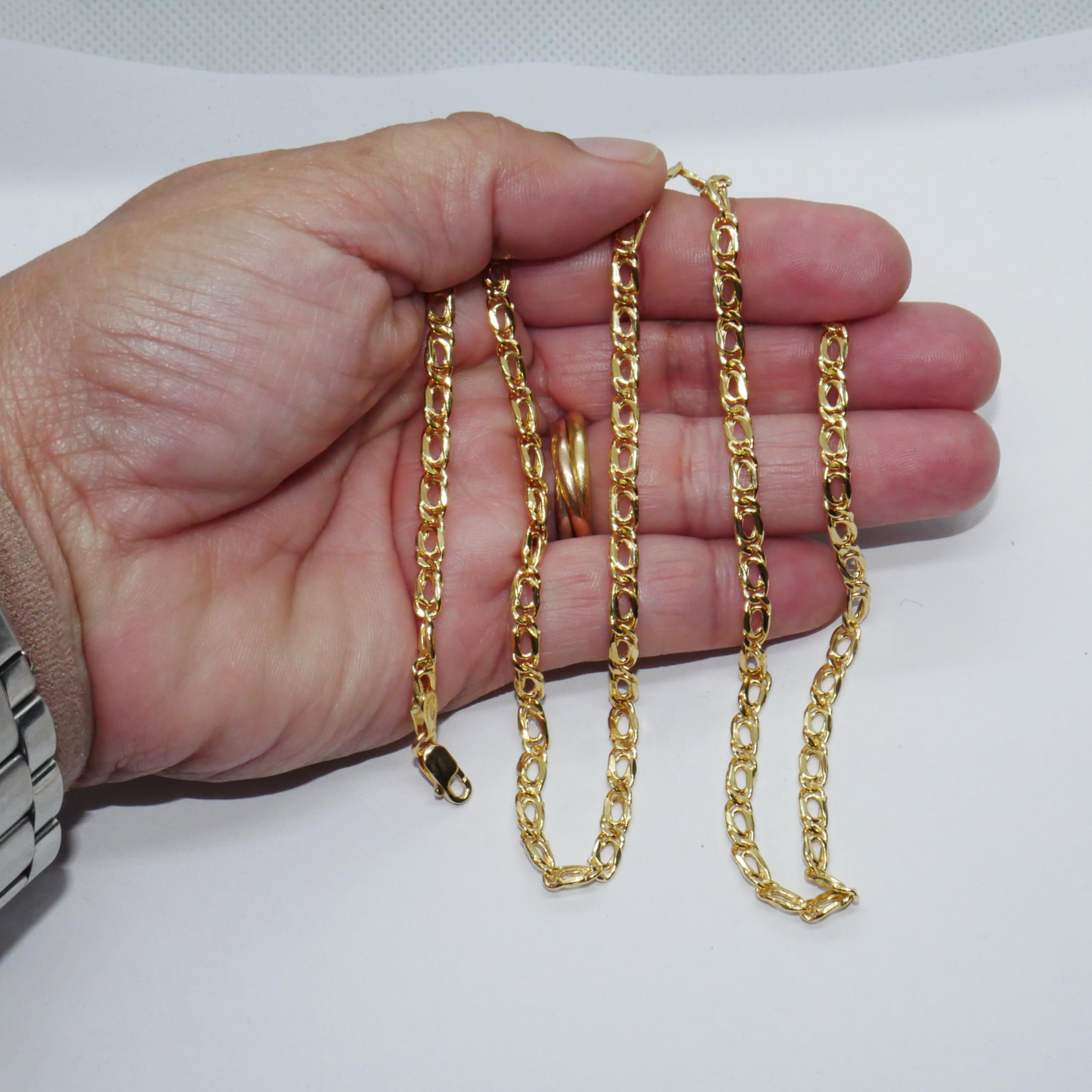 Never Say Never Catena da uomo in oro giallo 18k Tipo doppia barbata modello tigre, larghezza 4,00 mm e lunghezza 60 cm. Peso; 9,90 gr di oro 18 carati